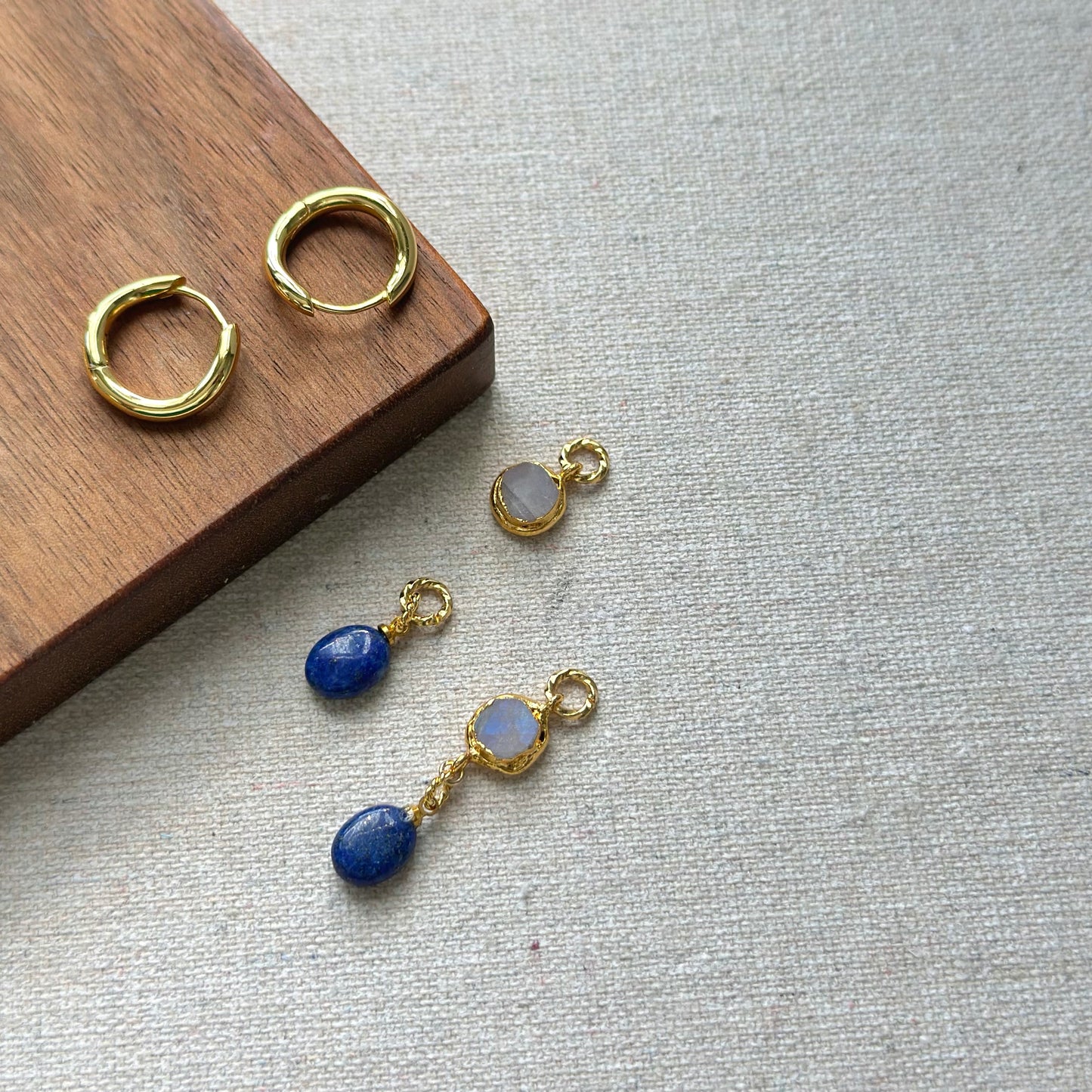 Two-way Lapis And Moonstone Ear Hoop