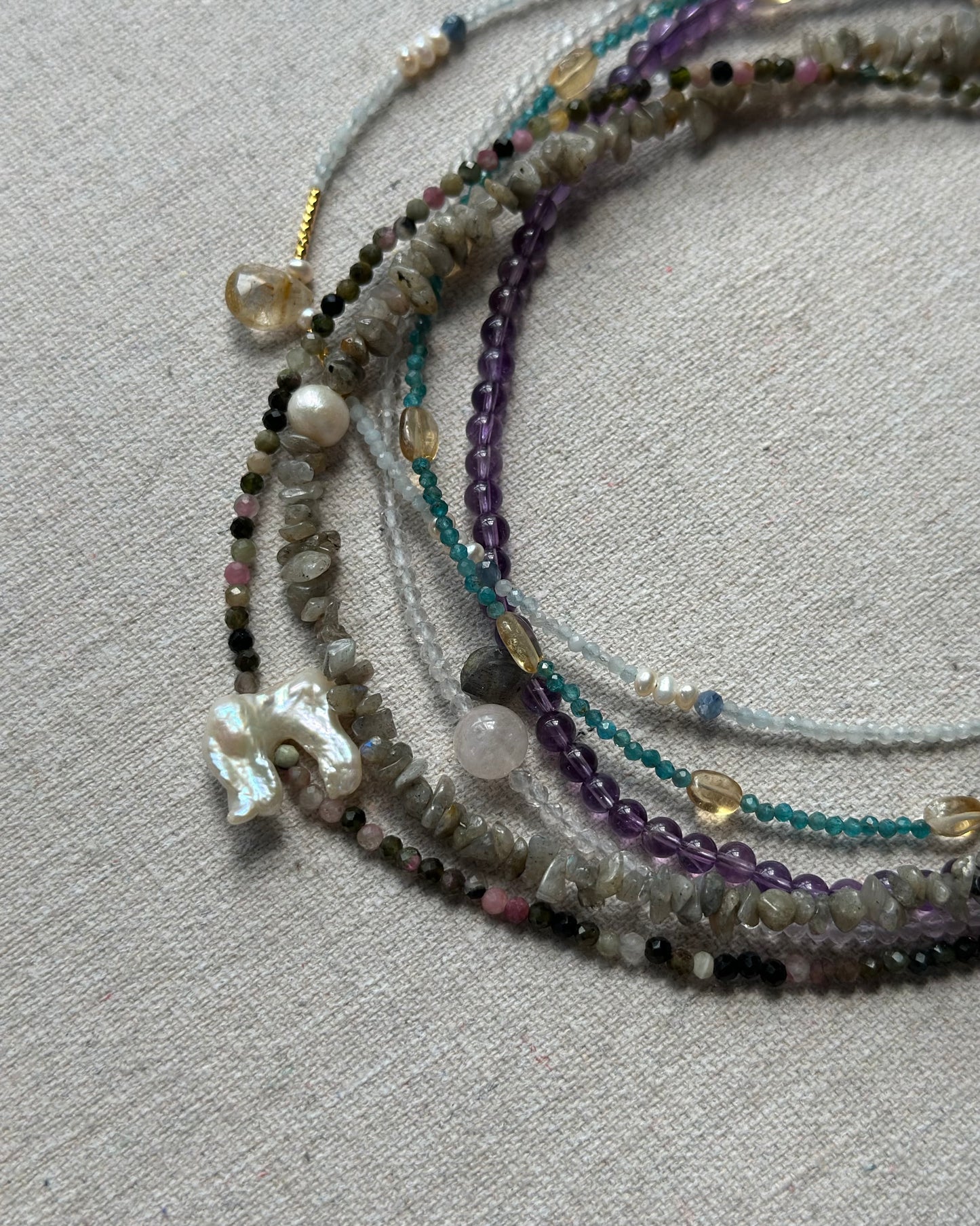 Apatite And Citrine Beaded Necklace