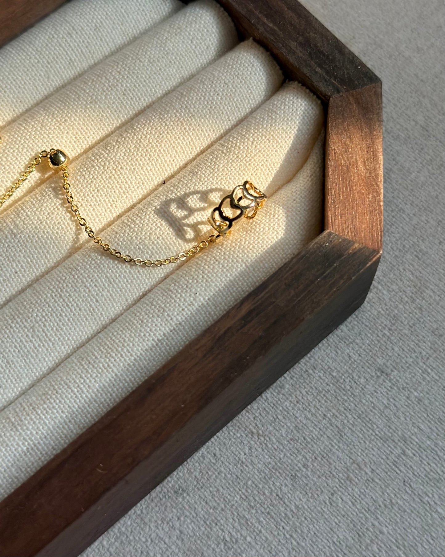 Garnet Heart Gold-plated Ear Cuff And Ear Stud