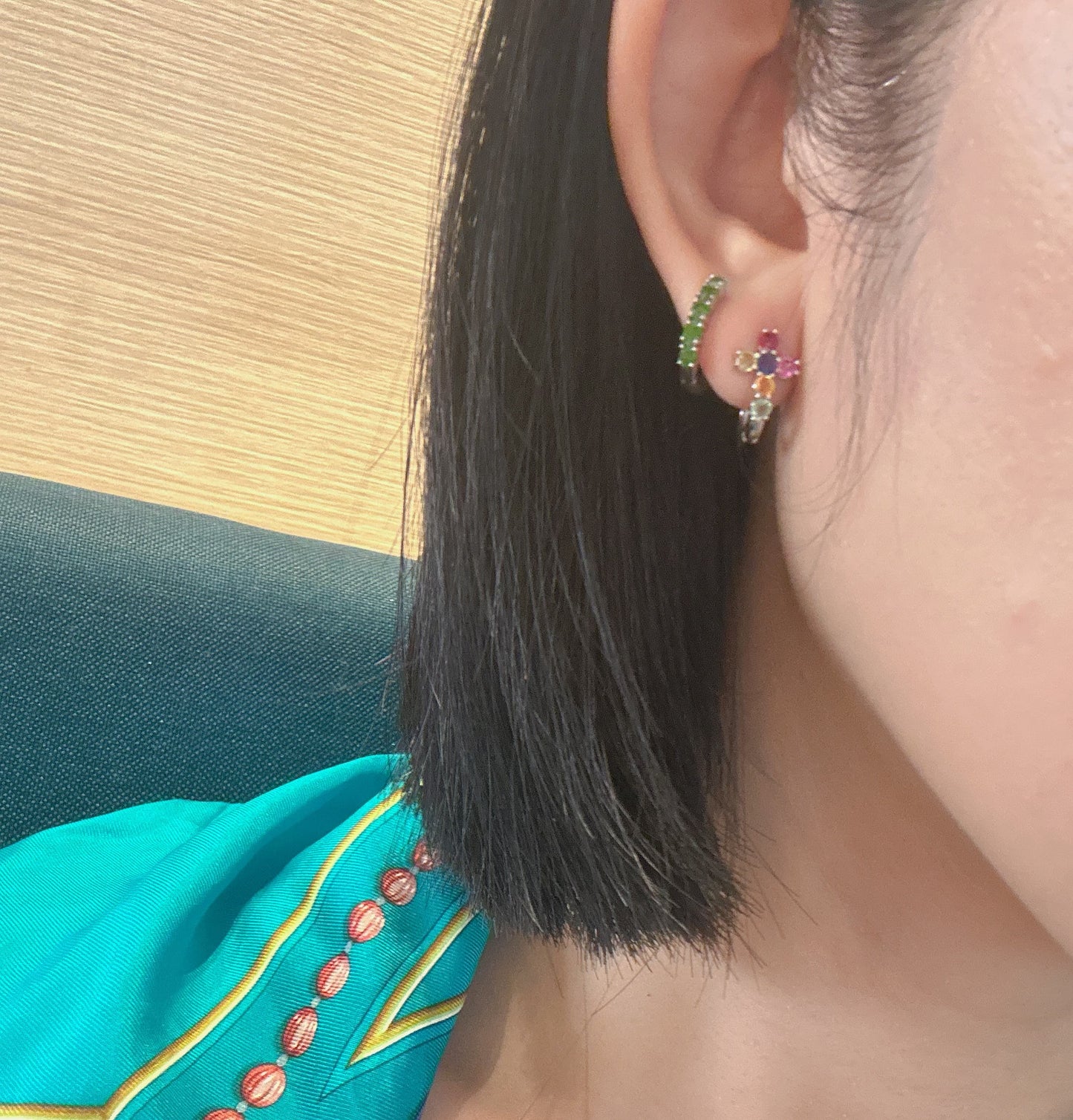 Diopside Sterling Silver Ear Hoop