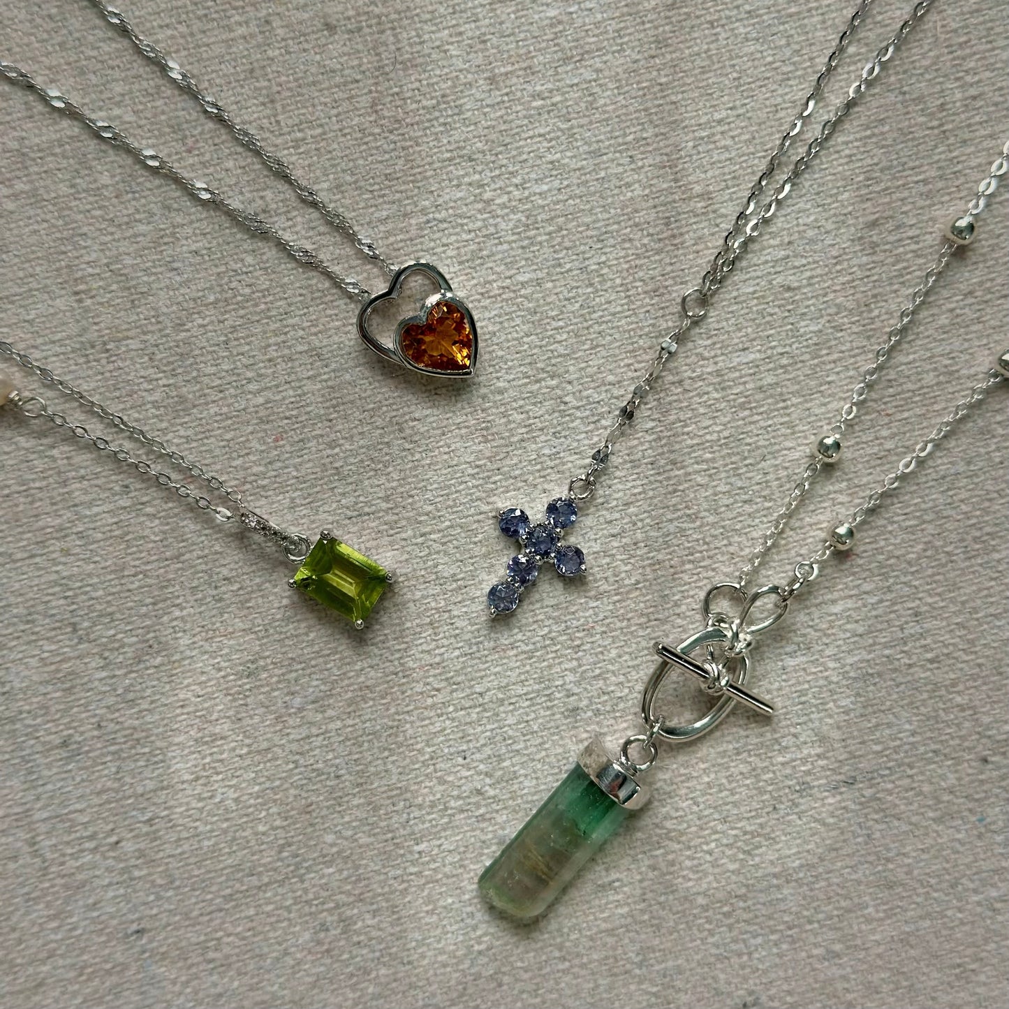 Peridot And White Topaz Sterling Silver Necklace