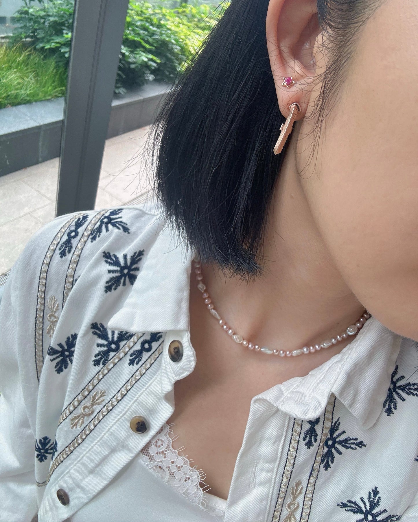 Ruby Star 10K Solid Rose Gold Ear Stud