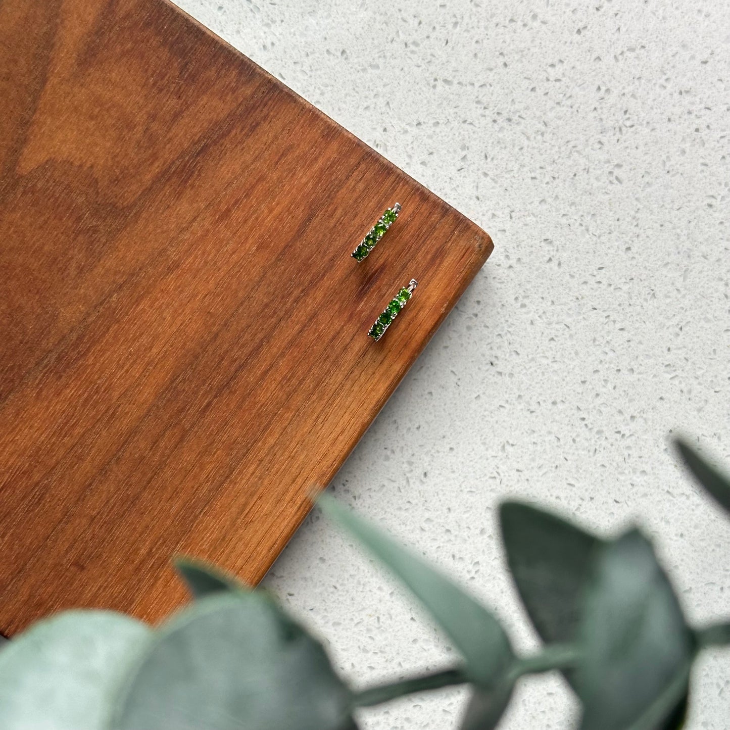 Diopside Sterling Silver Ear Hoop