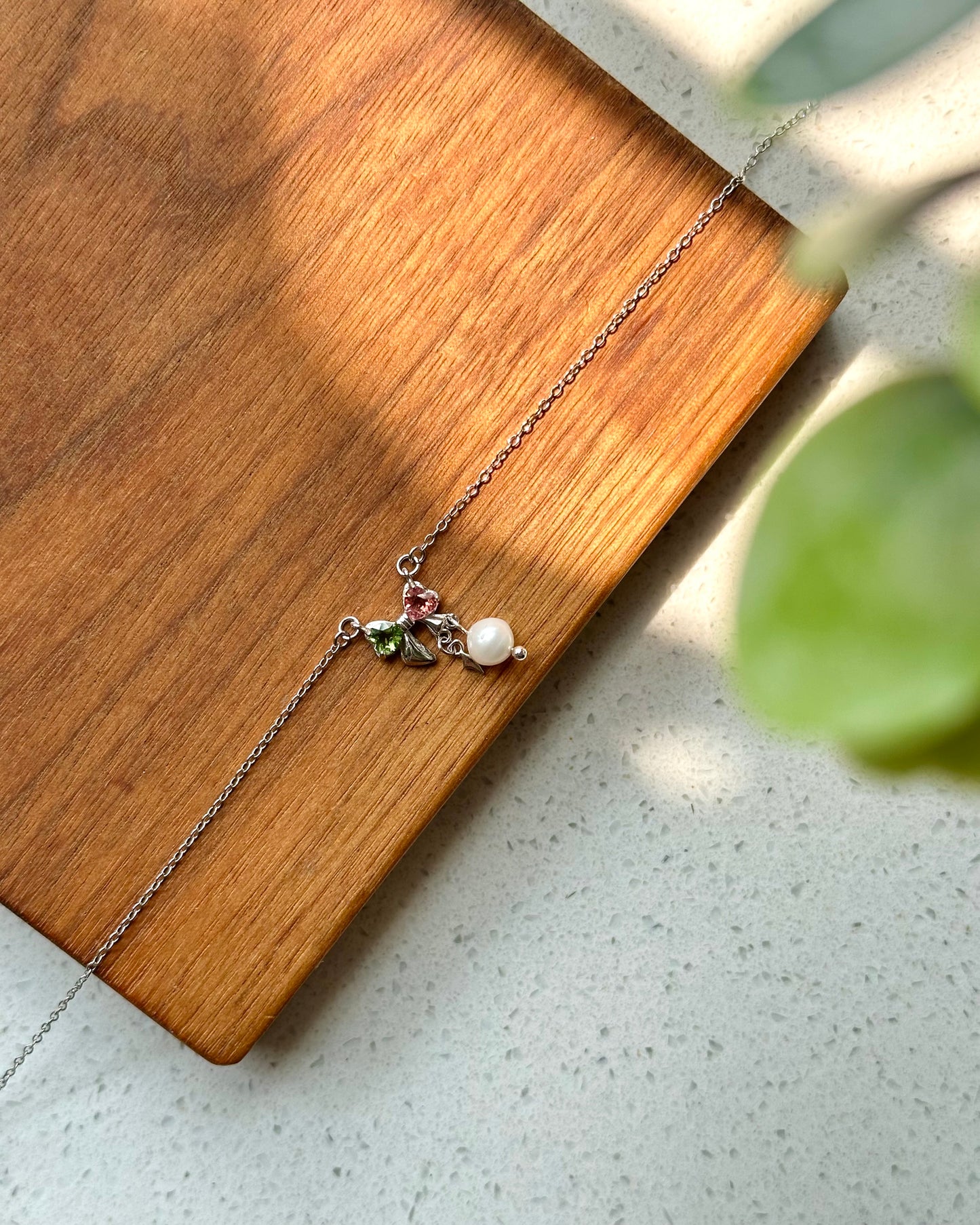 Tourmaline Bow Sterling Silver Necklace