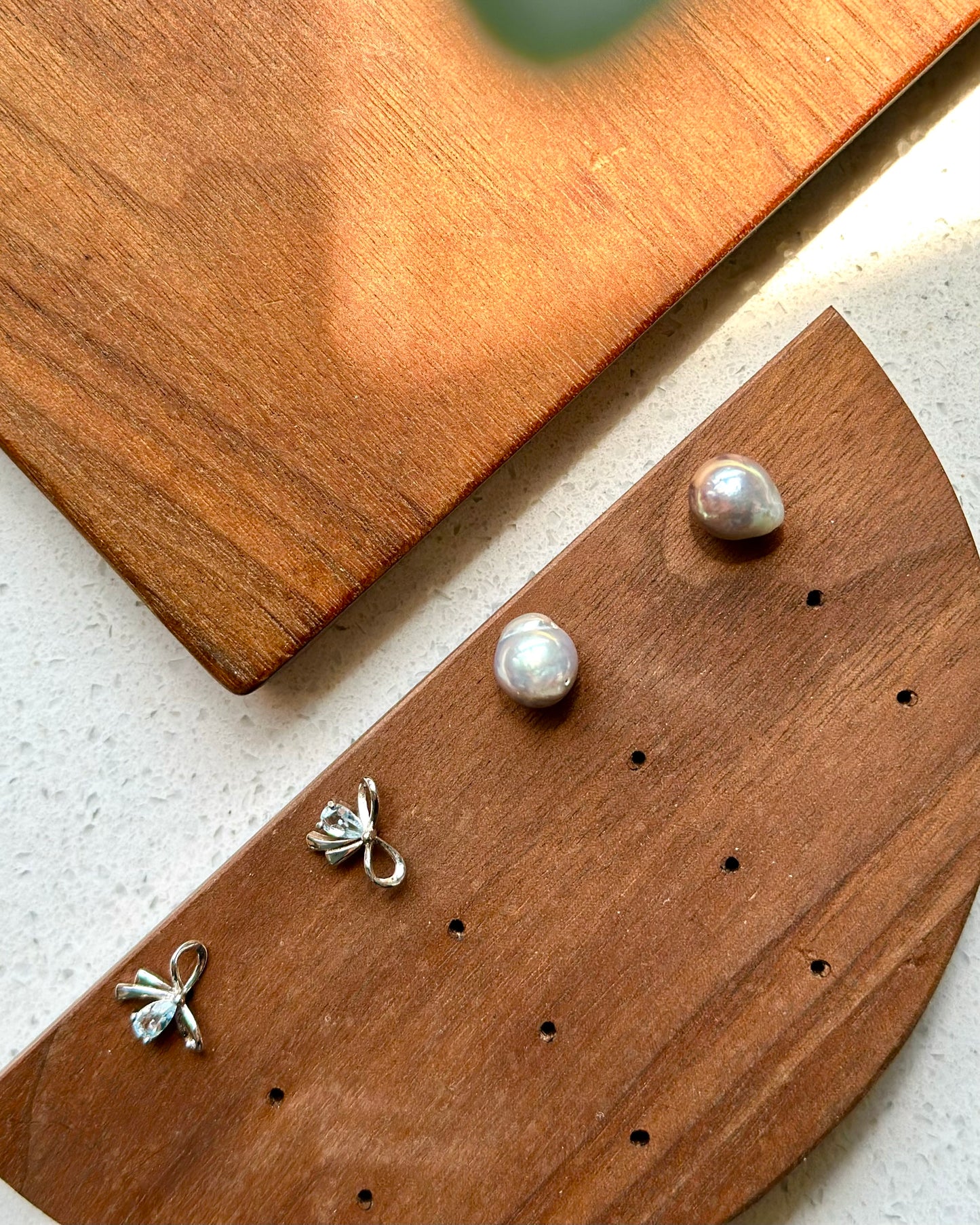 Aquamarine March Birthstone Bow Sterling Silver Ear Stud