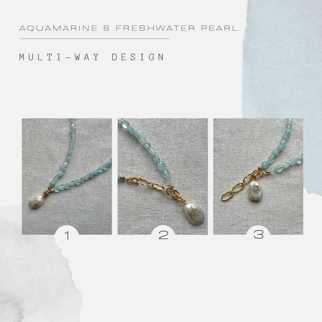 Multi-way Aquamarine And Baroque Pearl Beaded Necklace
