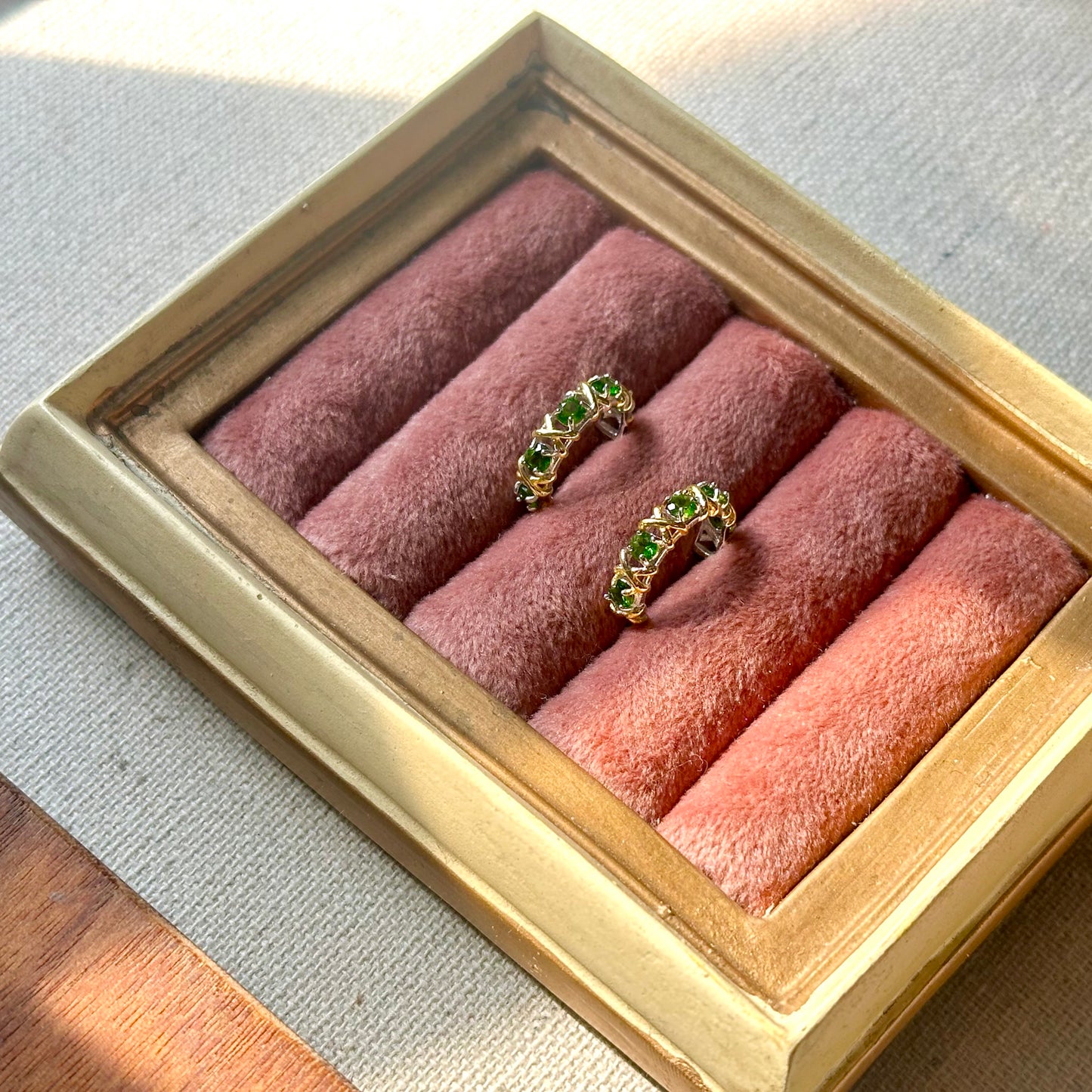 Diopside Cross Two Tone Sterling Silver Ear Hoop