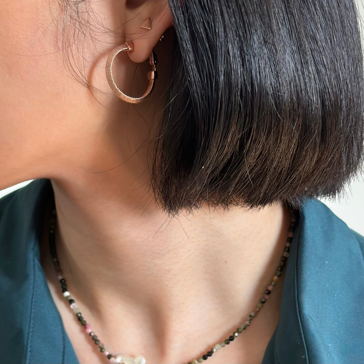Geometric Set Rose Gold-plated Sterling Silver Ear Stud