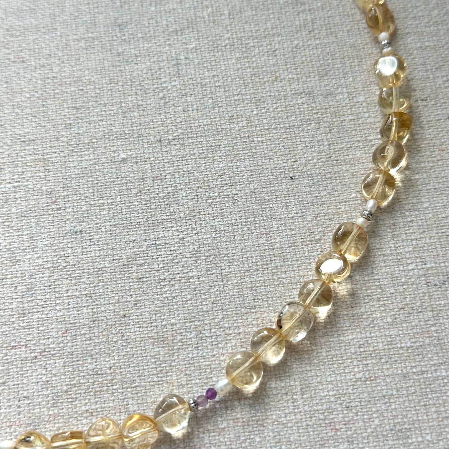 Citrine And Amethyst Mixed Freshwater Pearl Beaded Necklace