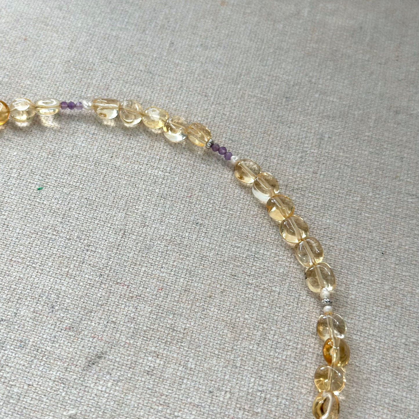 Citrine And Amethyst Mixed Freshwater Pearl Beaded Necklace