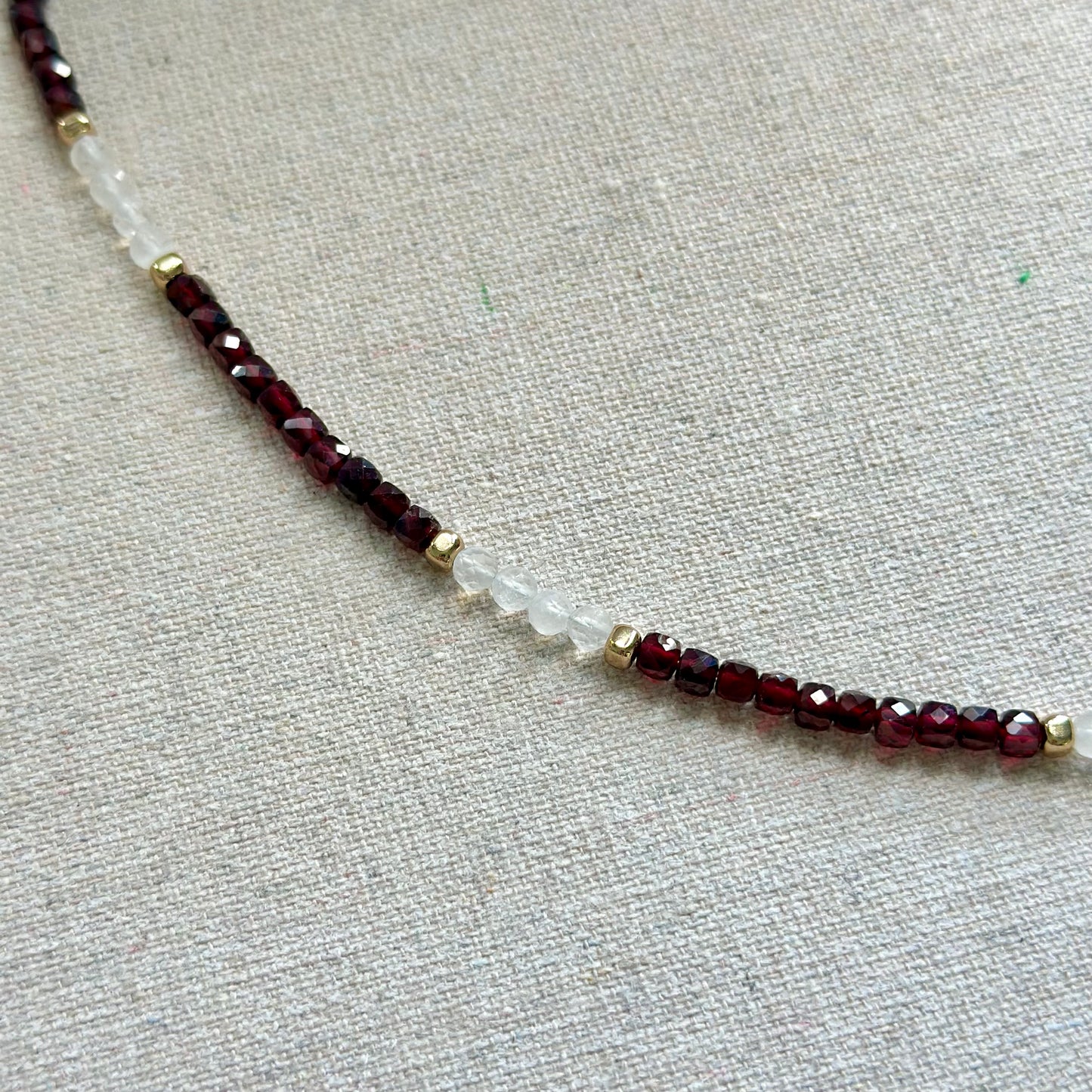 Garnet And Moonstone Beaded Necklace