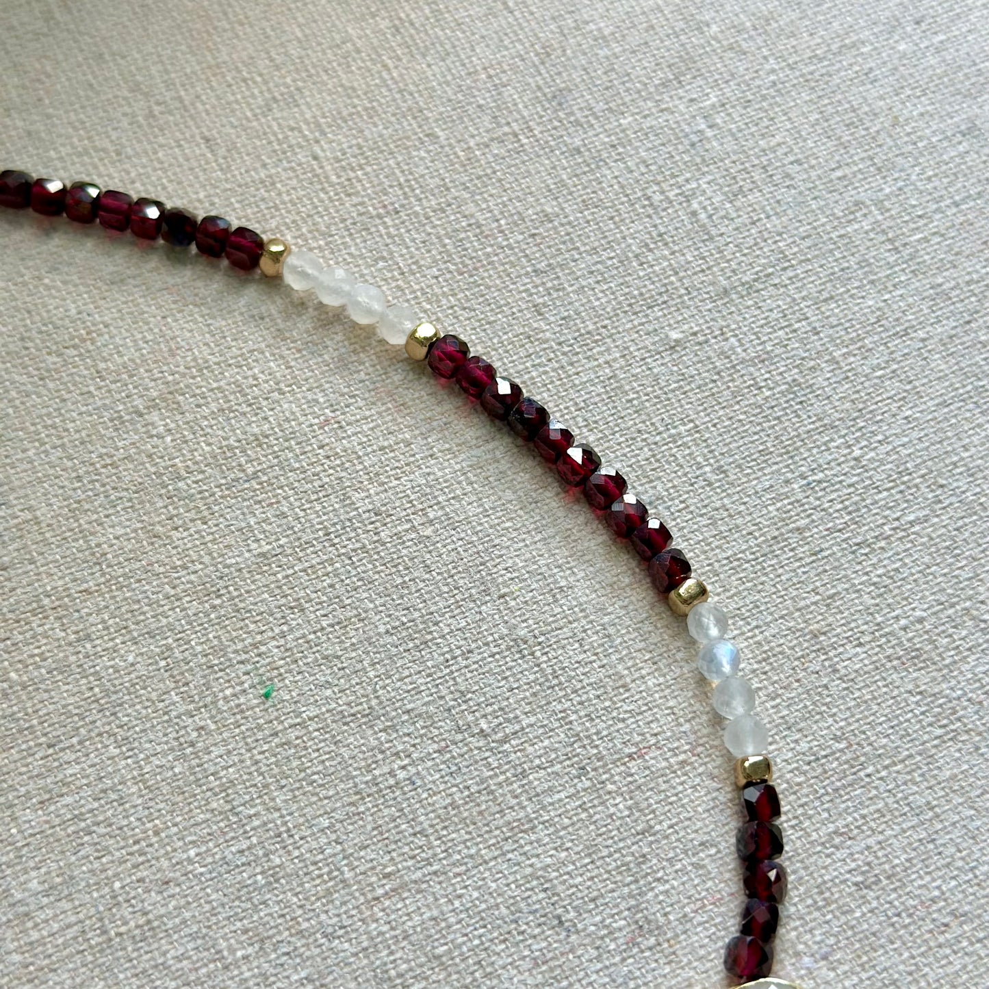 Garnet And Moonstone Beaded Necklace