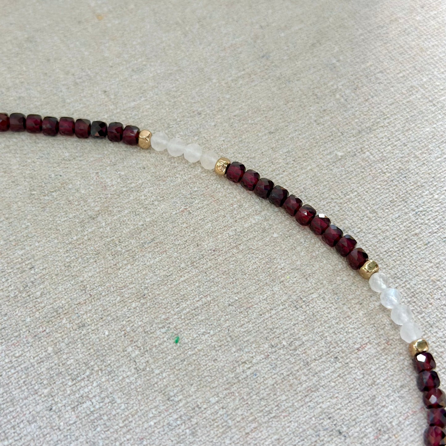 Garnet And Moonstone Beaded Necklace