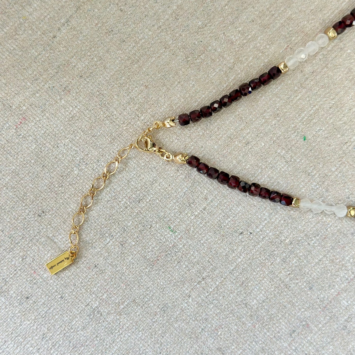 Garnet And Moonstone Beaded Necklace