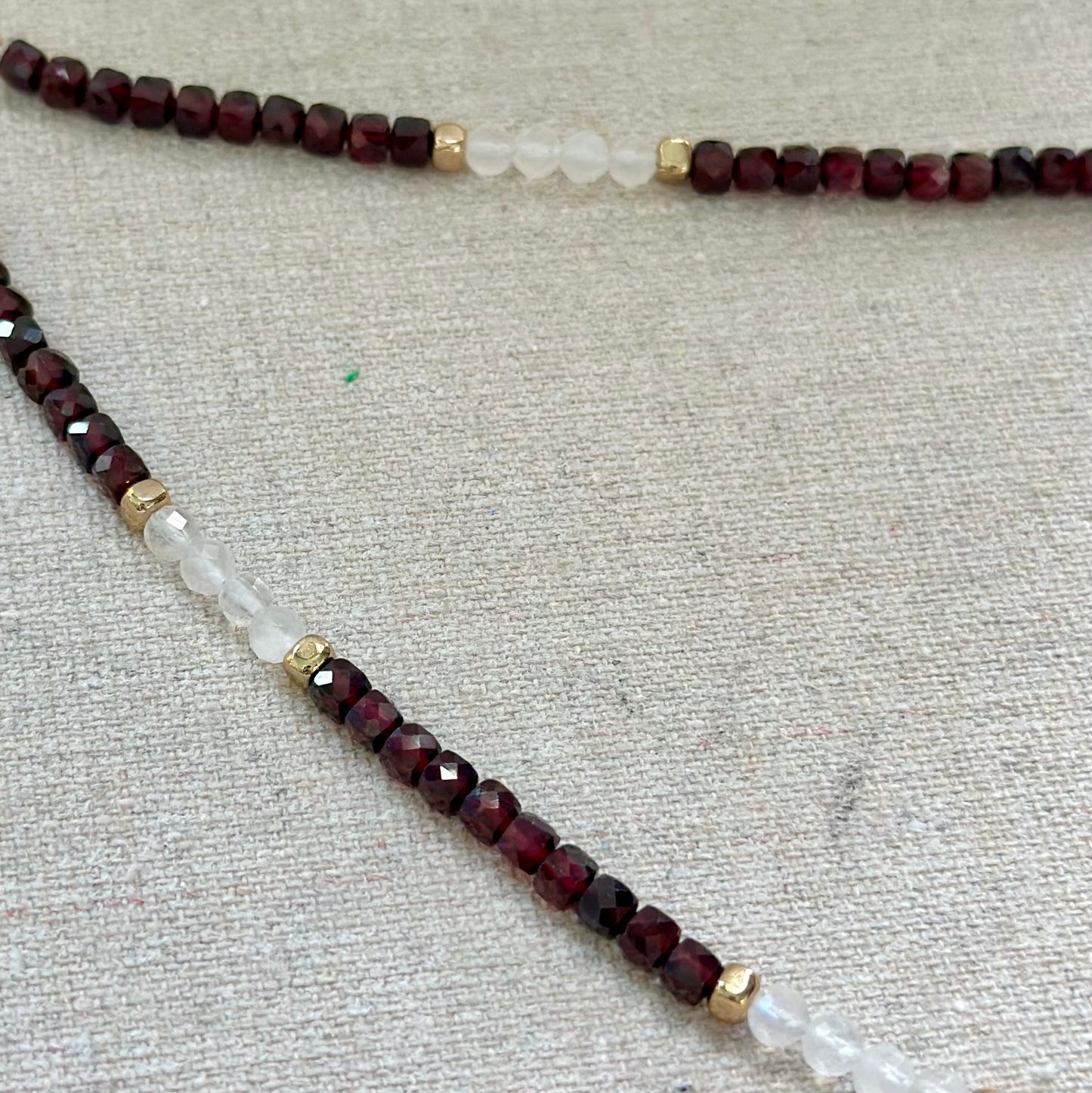 Garnet And Moonstone Beaded Necklace