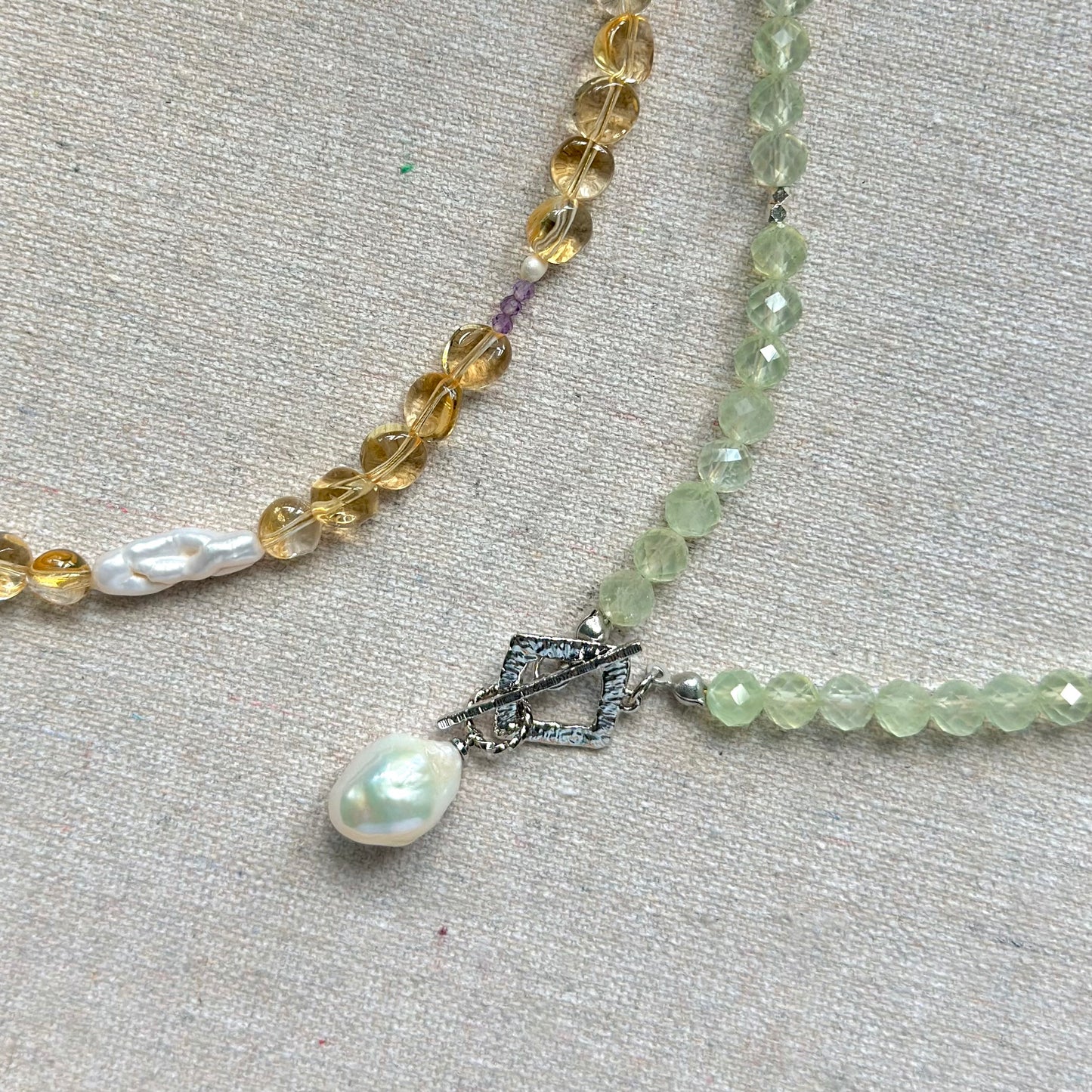 Citrine And Amethyst Mixed Freshwater Pearl Beaded Necklace