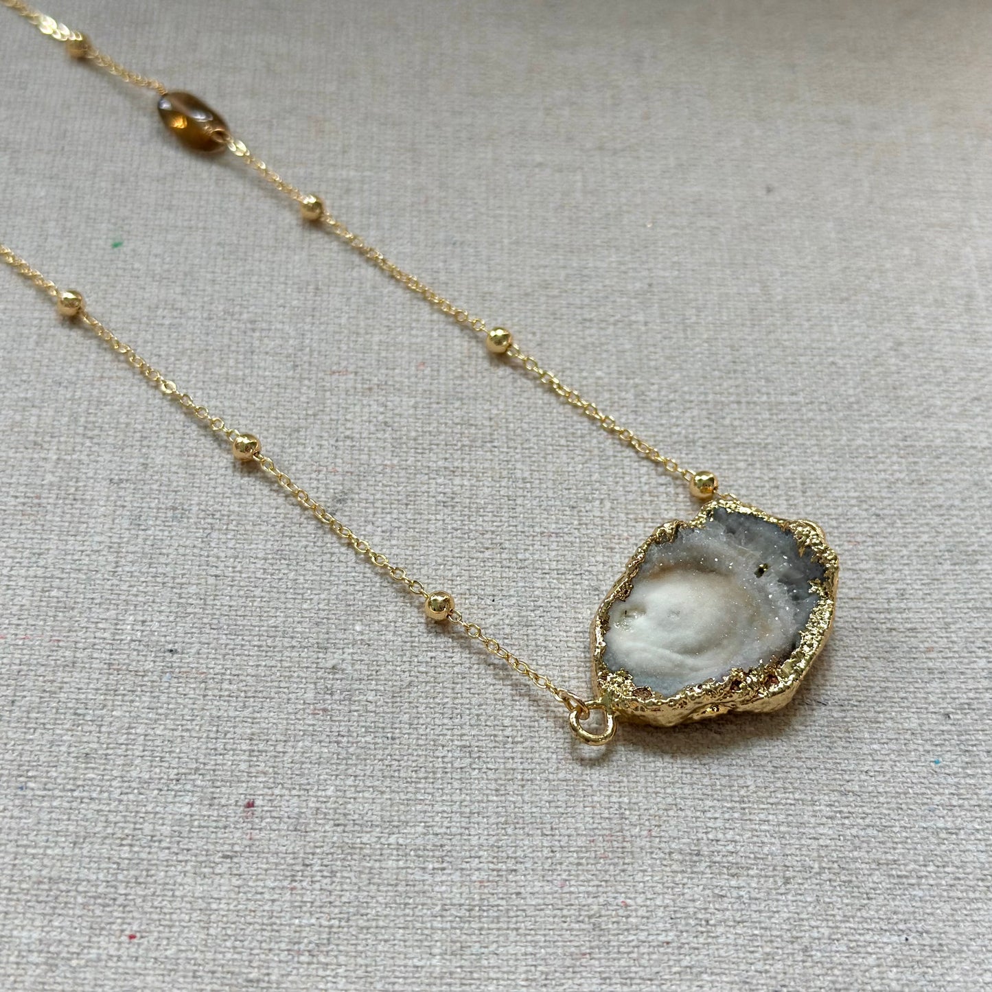 Agate And Smoky Quartz Gold-plated Long Necklace