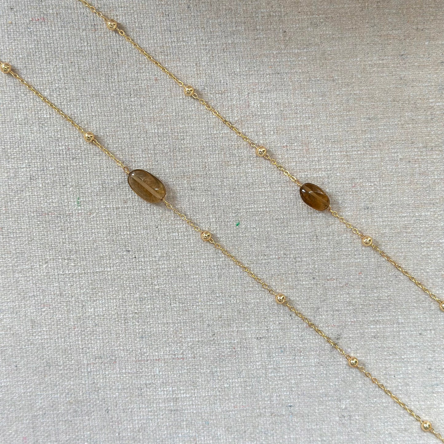 Agate And Smoky Quartz Gold-plated Long Necklace