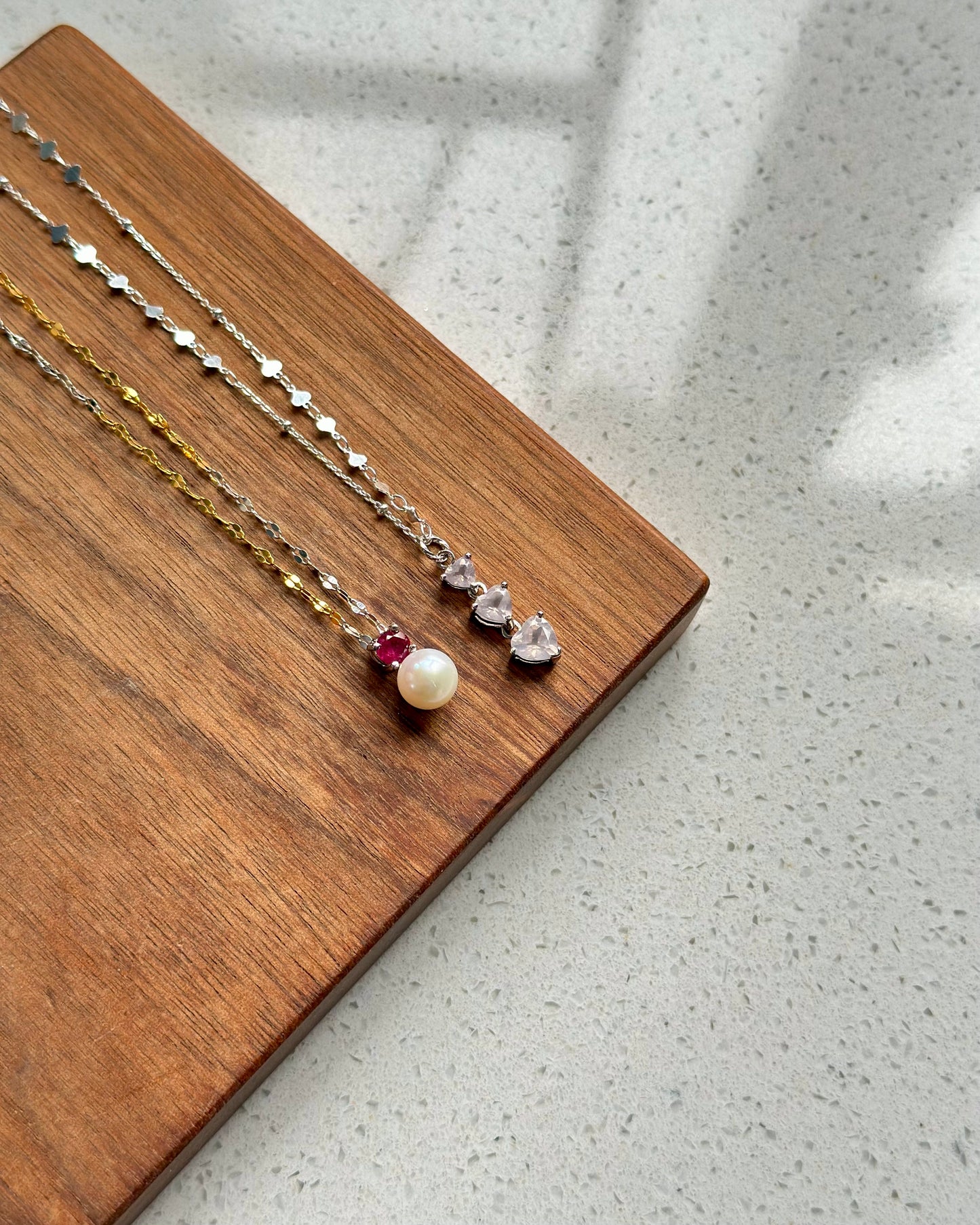 Rose Quartz Heart Sterling Silver Necklace