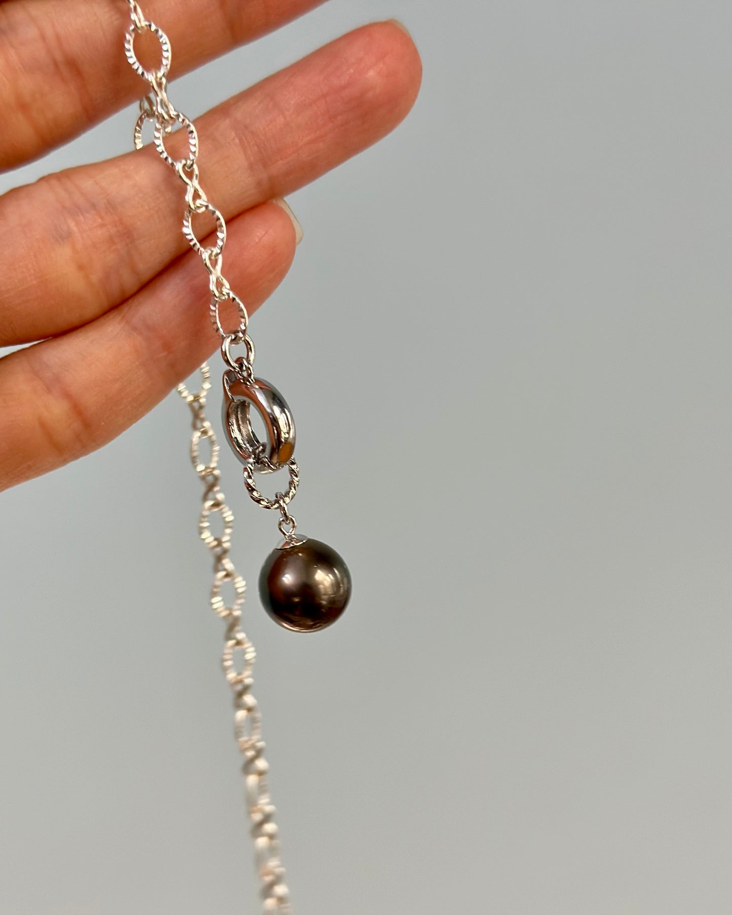 Tahiti Pearl 12mm Two-way Sterling Silver Necklace