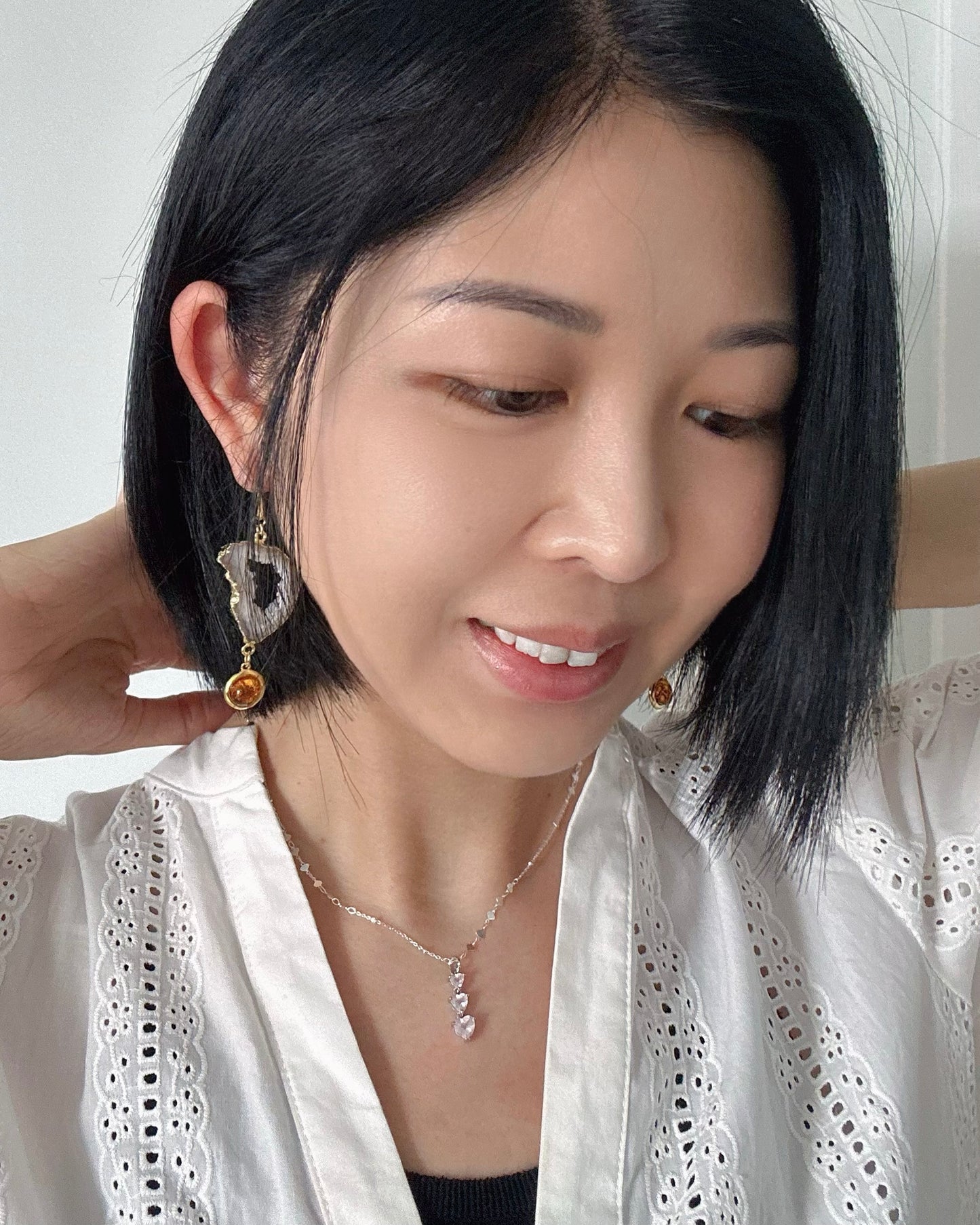 Amber And Agate Gold-plated Earring