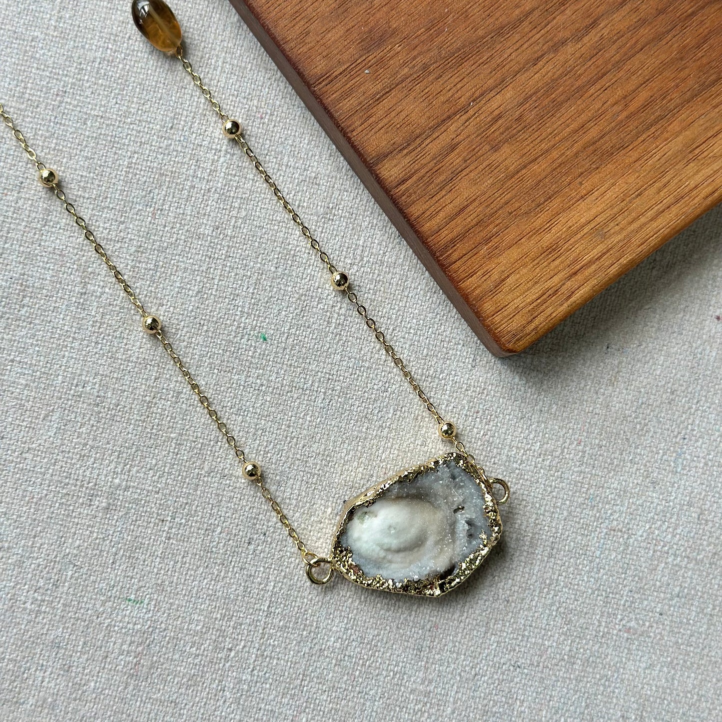 Agate And Smoky Quartz Gold-plated Long Necklace