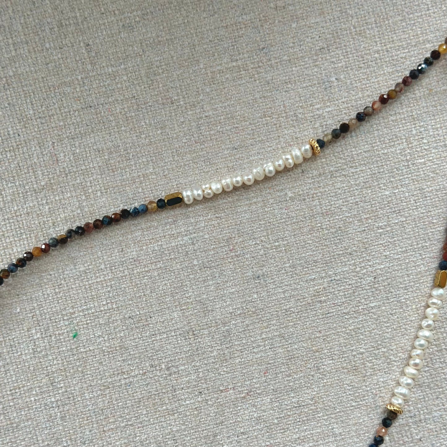 Pietersite Mixed Freshwater Pearl Beaded And Opal Necklace