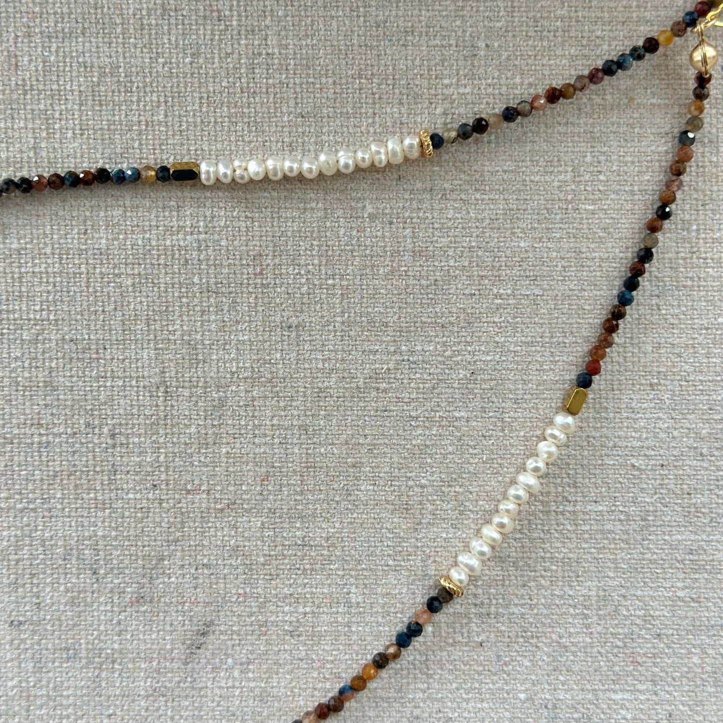 Pietersite Mixed Freshwater Pearl Beaded And Opal Necklace