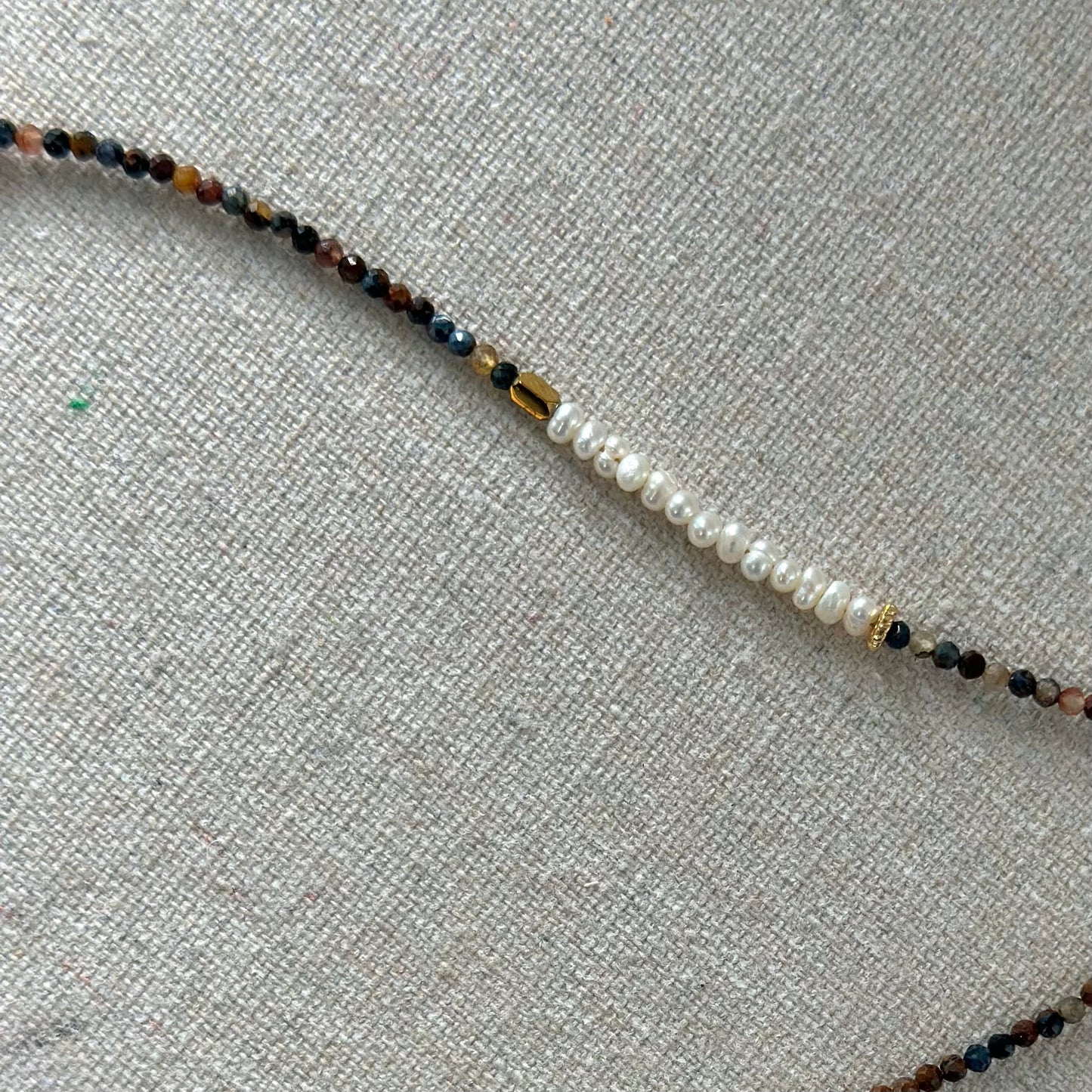 Pietersite Mixed Freshwater Pearl Beaded And Opal Necklace
