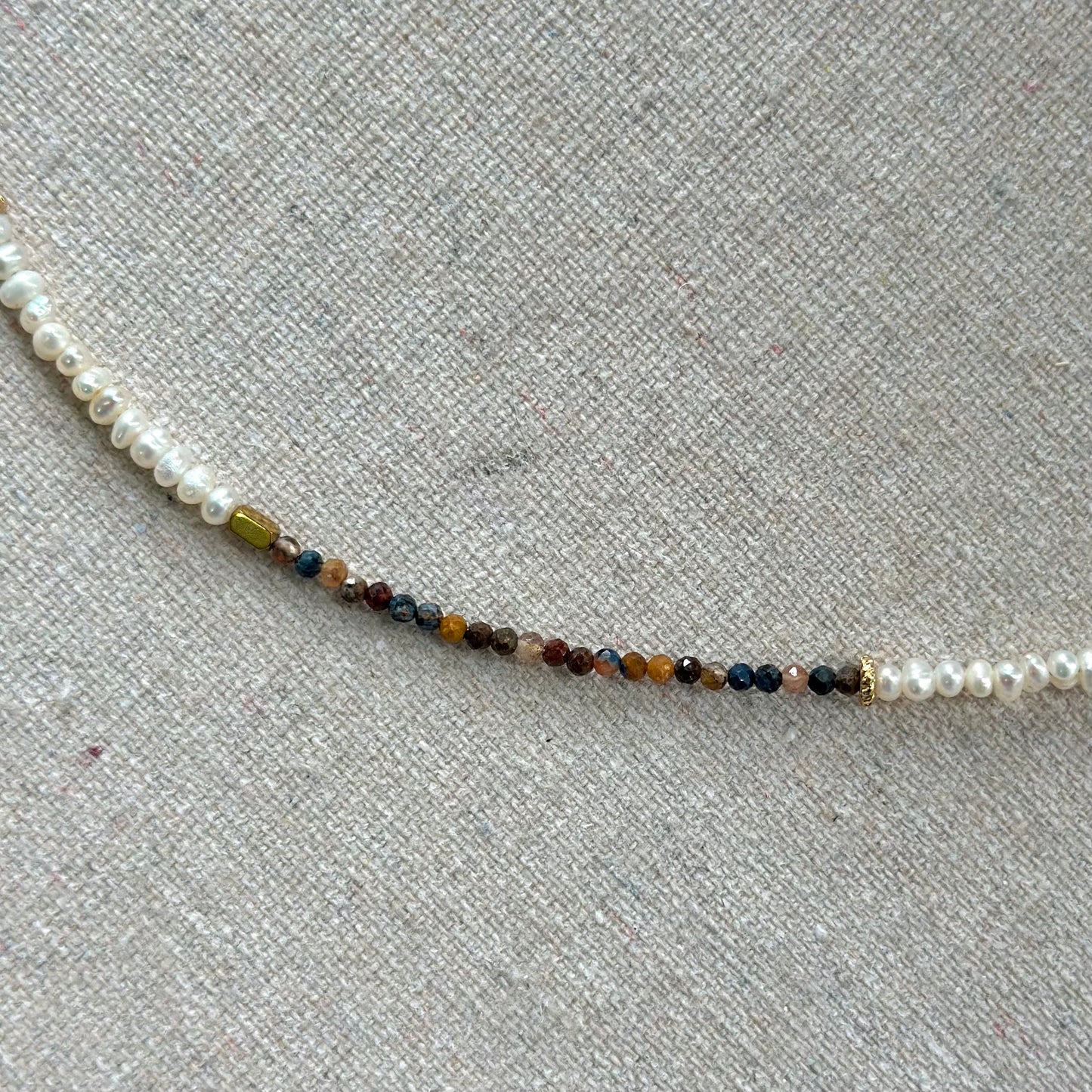 Pietersite Mixed Freshwater Pearl Beaded And Opal Necklace