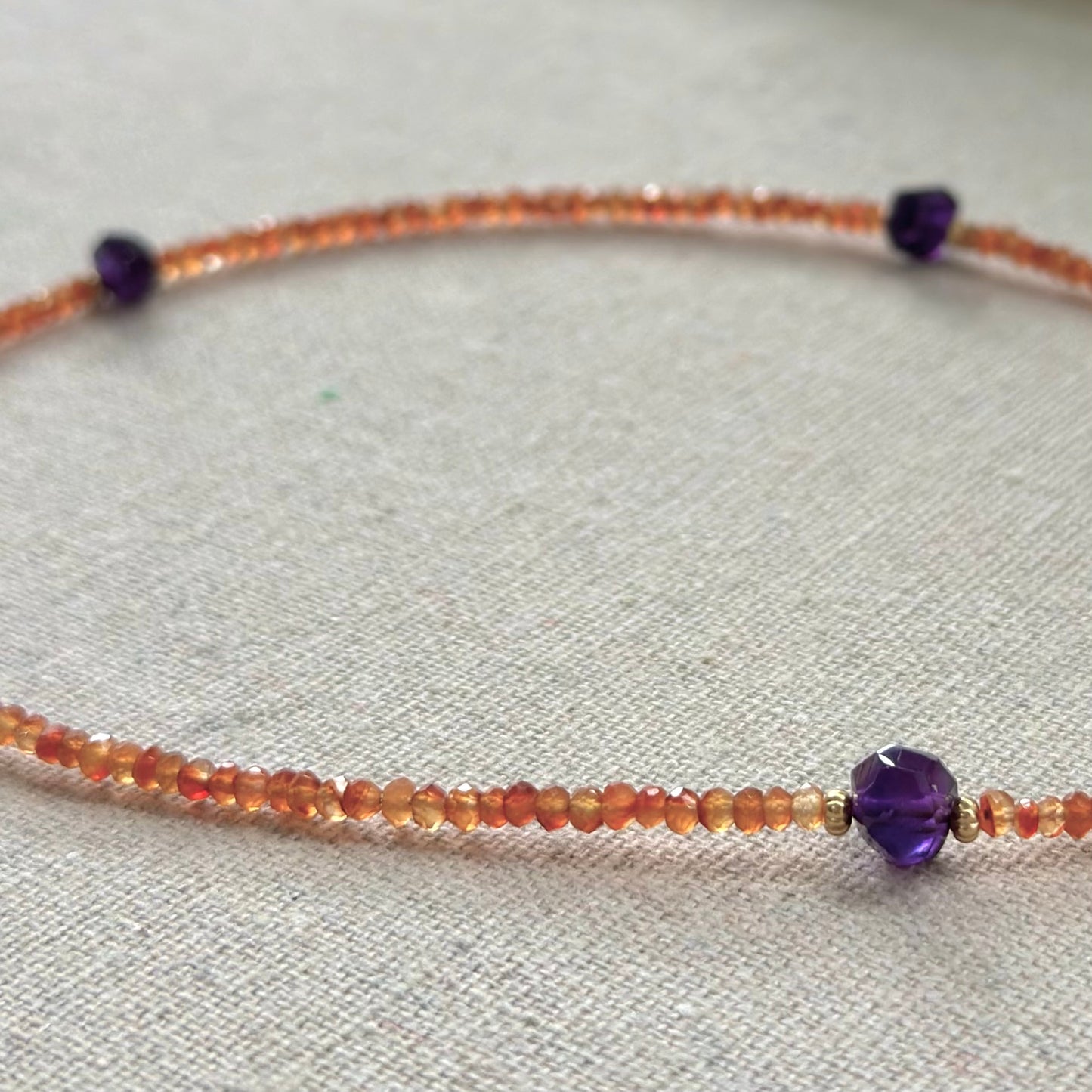 Carnelian And Amethyst Beaded Necklace