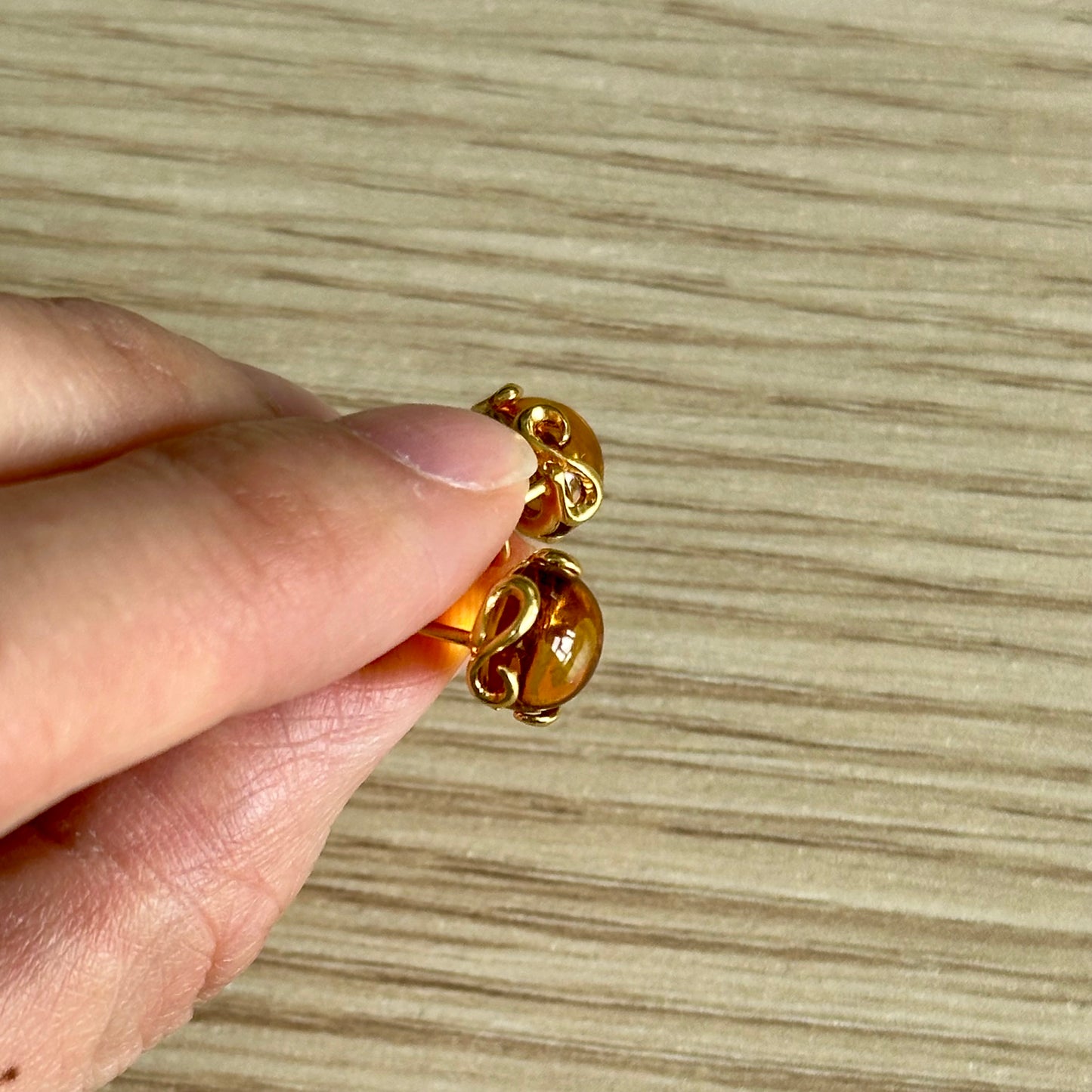 Poland Amber Gold-plated Ear Stud