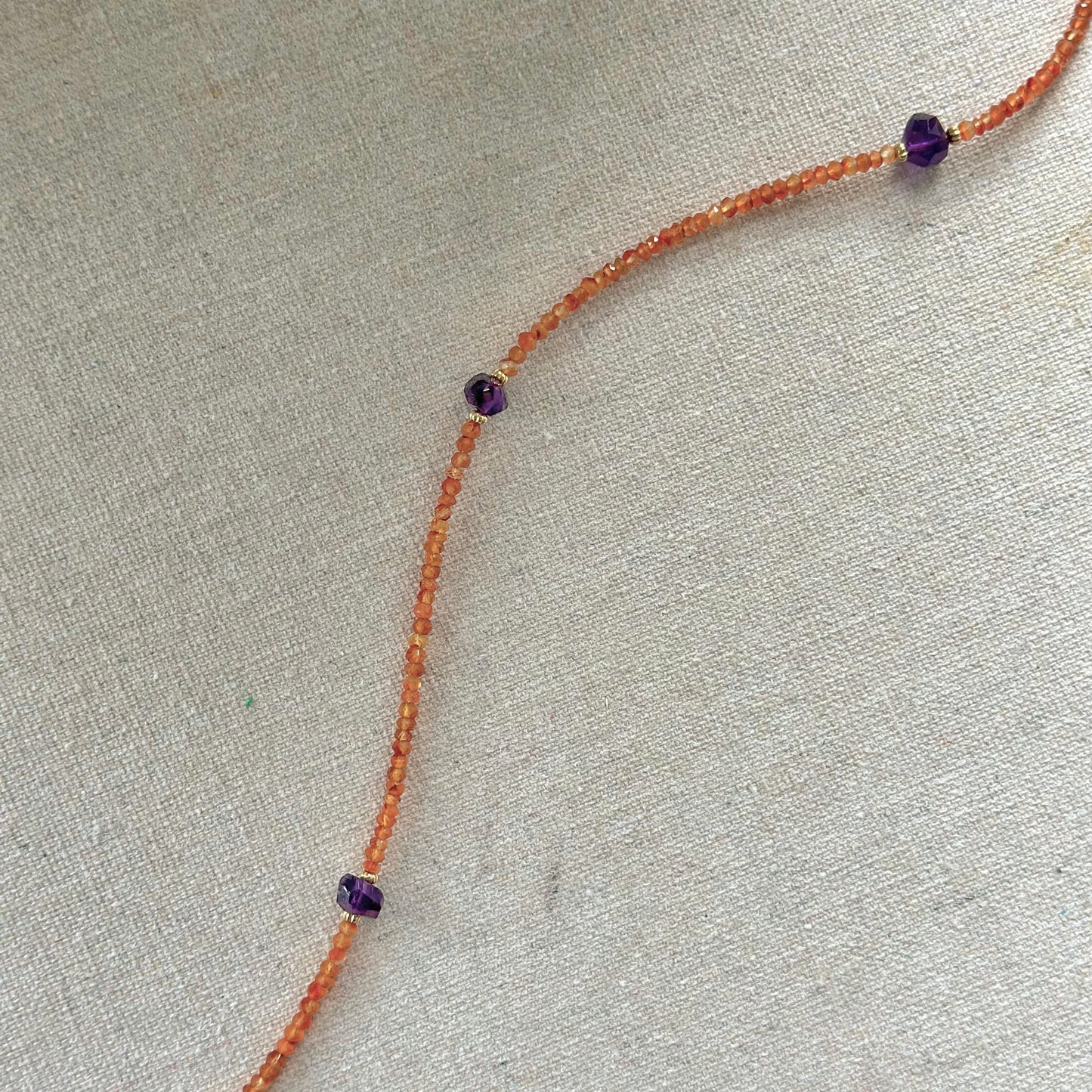 Carnelian And Amethyst Beaded Necklace