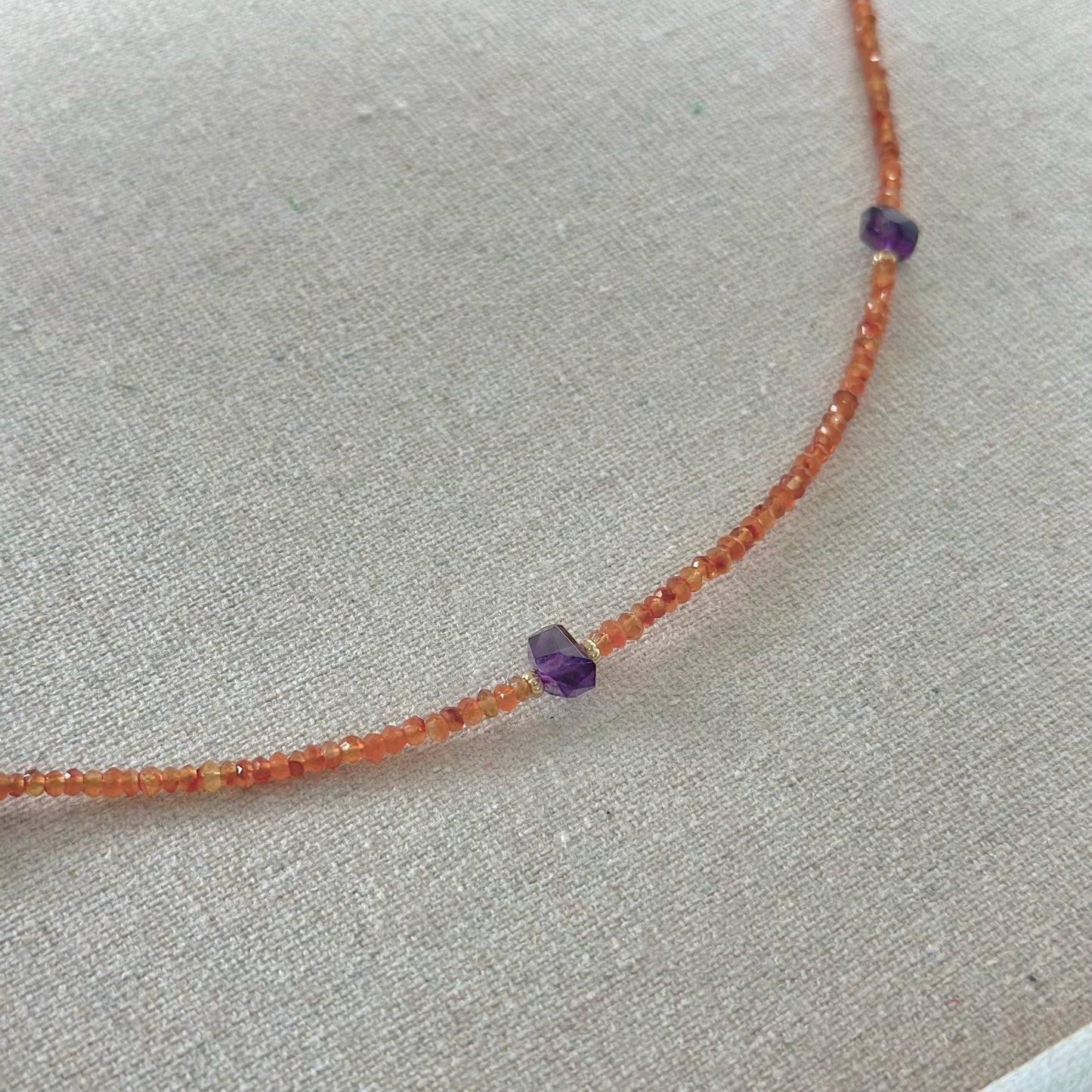 Carnelian And Amethyst Beaded Necklace