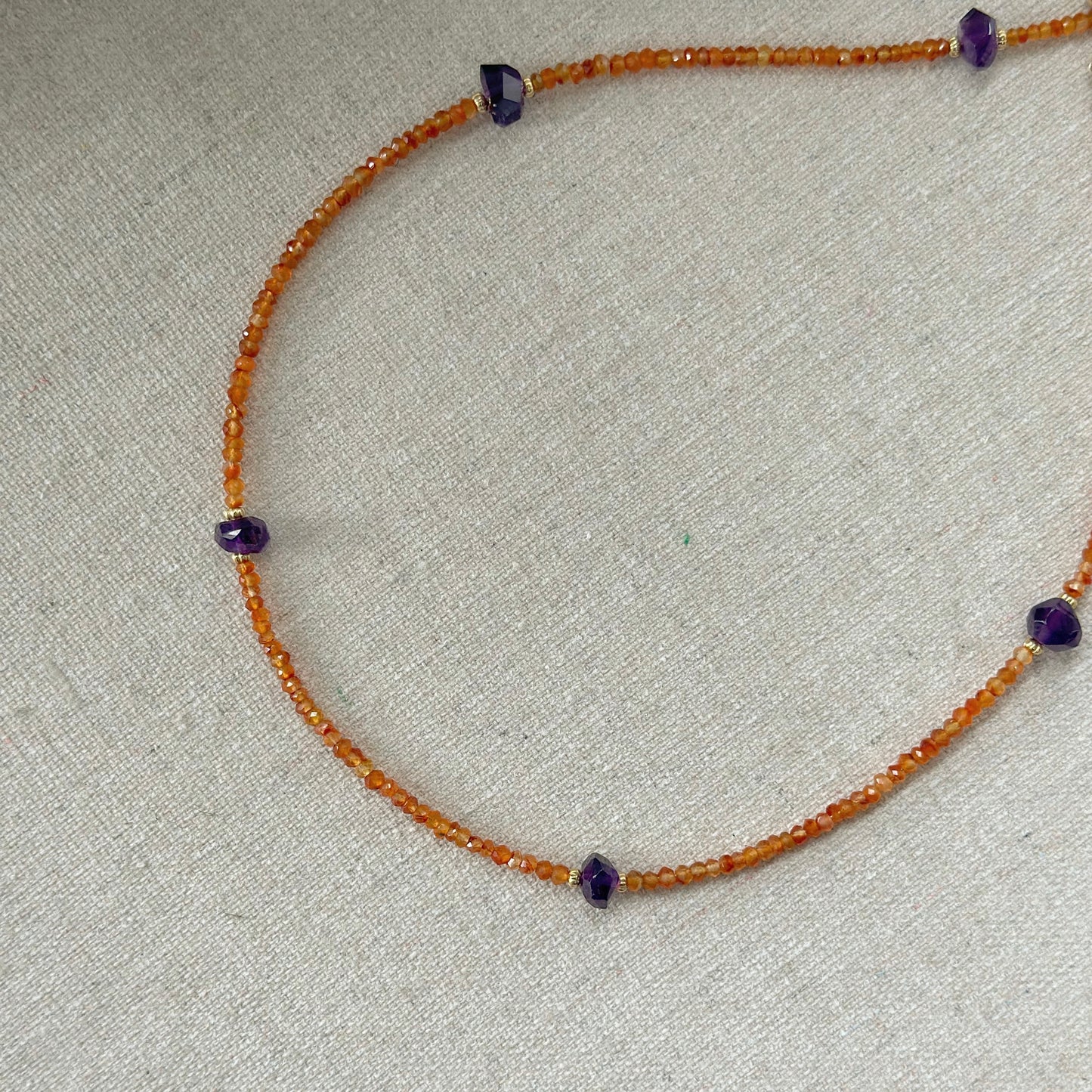 Carnelian And Amethyst Beaded Necklace