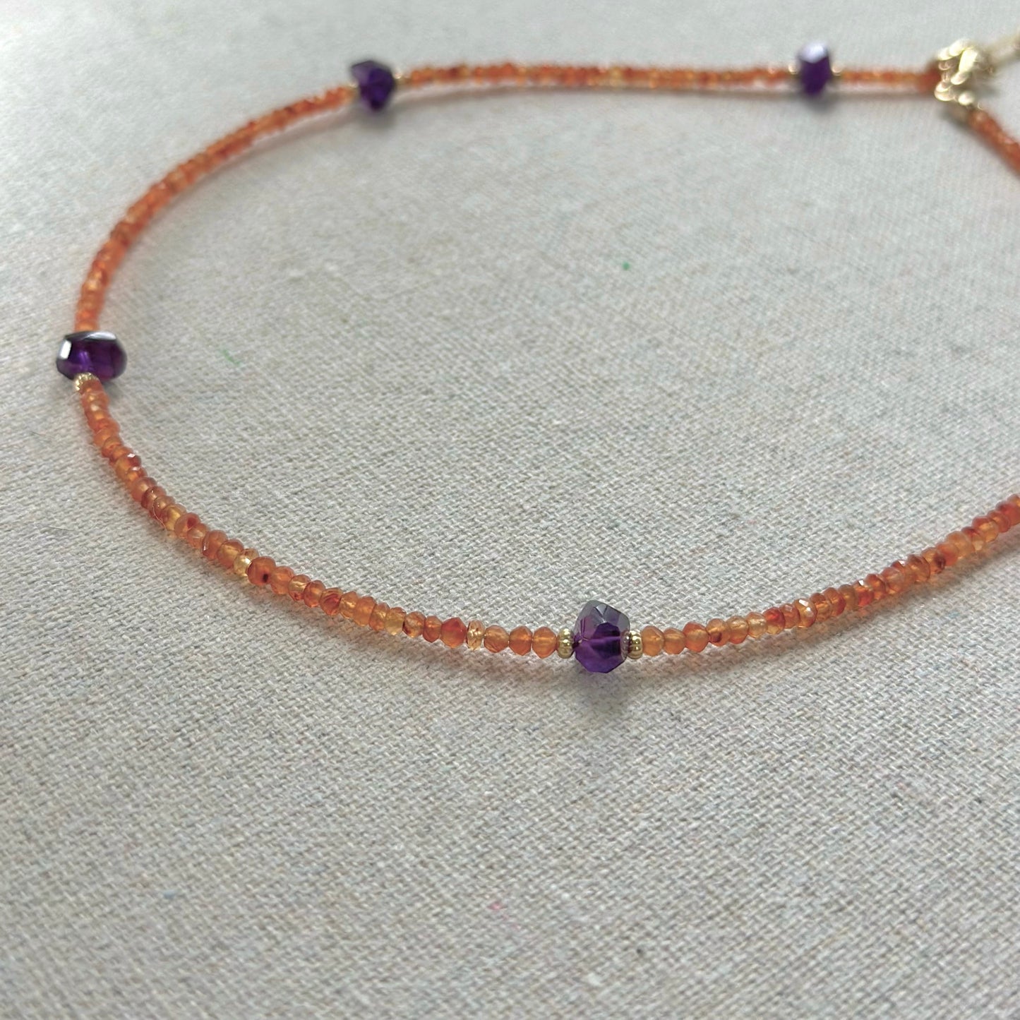 Carnelian And Amethyst Beaded Necklace