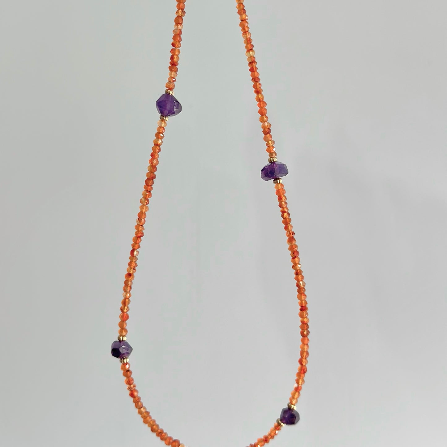 Carnelian And Amethyst Beaded Necklace