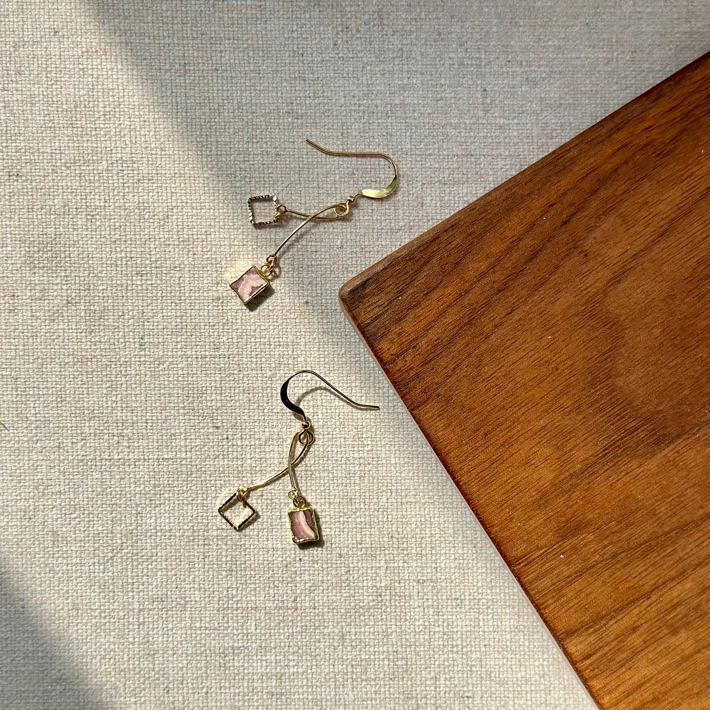 Rhodochrosite And Square 14K Gold-filled Earring