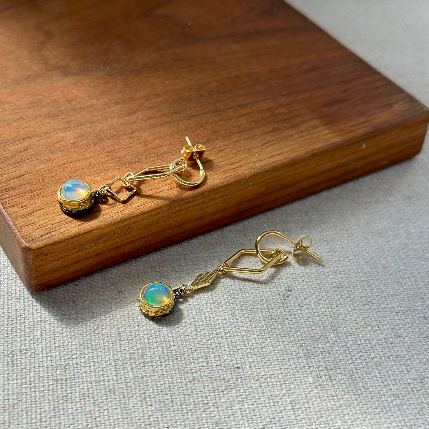 Opal Geometric Gold-plated Earring