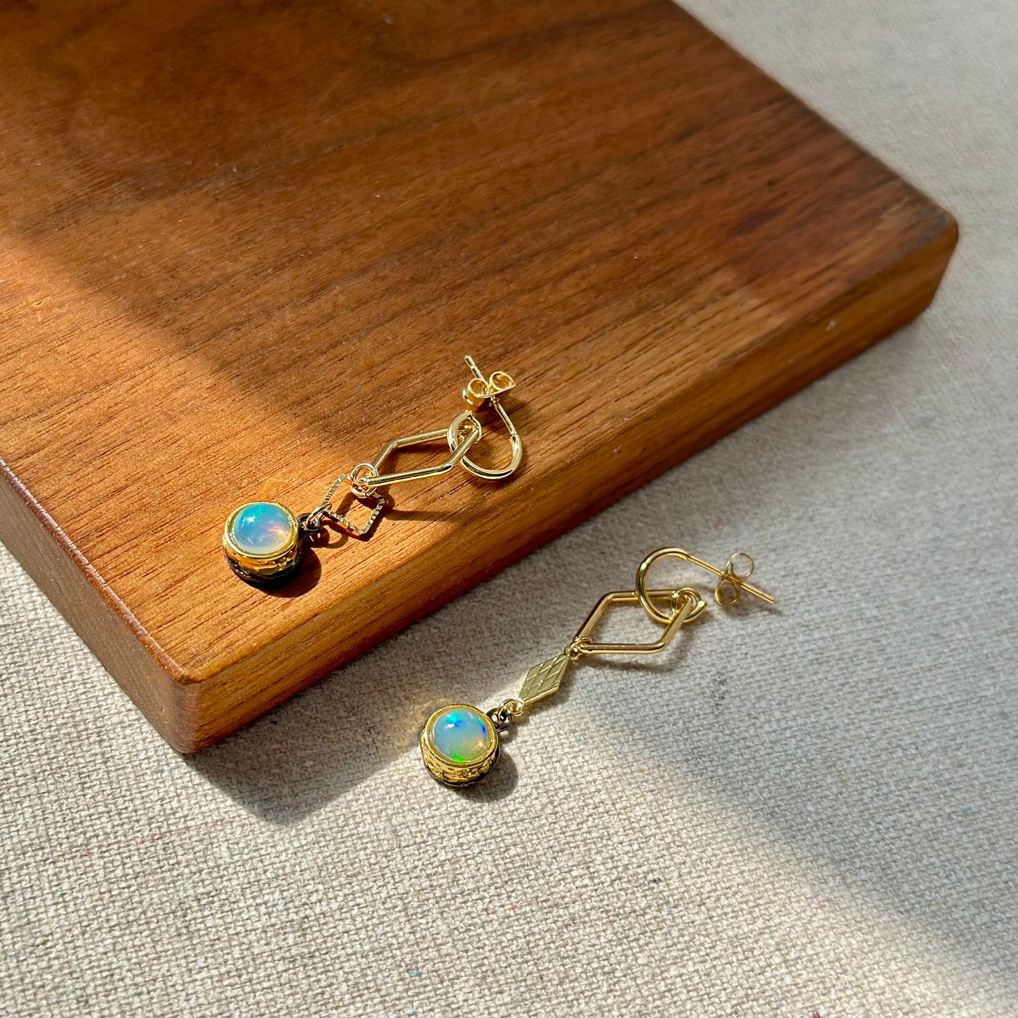 Opal Geometric Gold-plated Earring