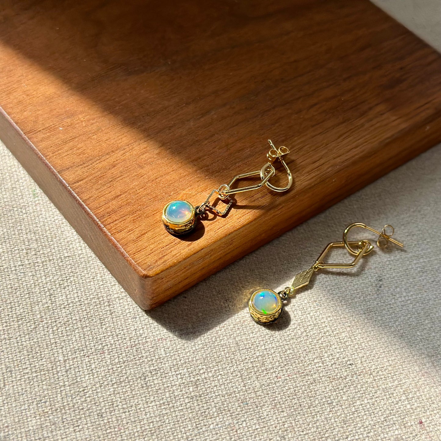 Opal Geometric Gold-plated Earring