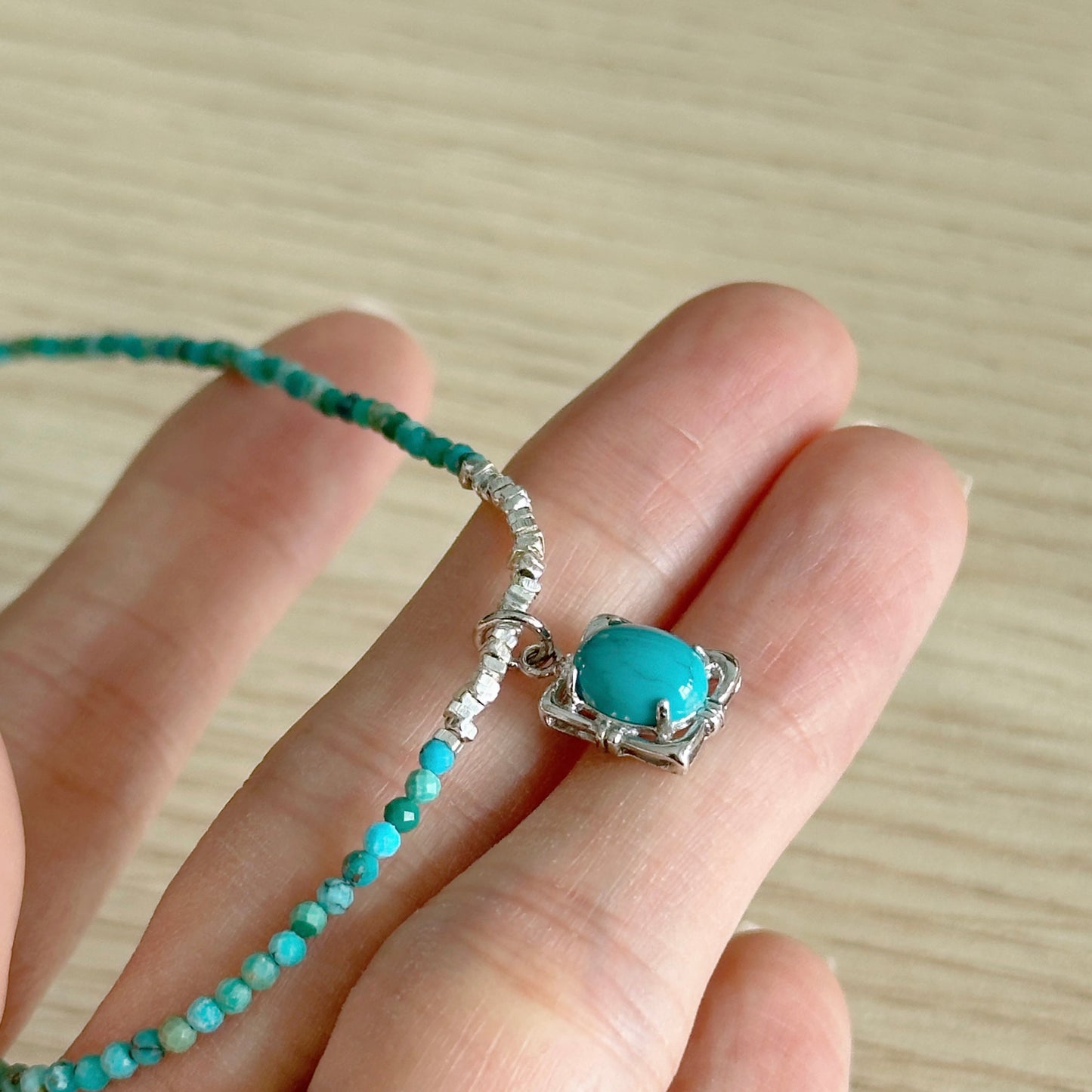 Turquoise Beaded And Turquoise Necklace