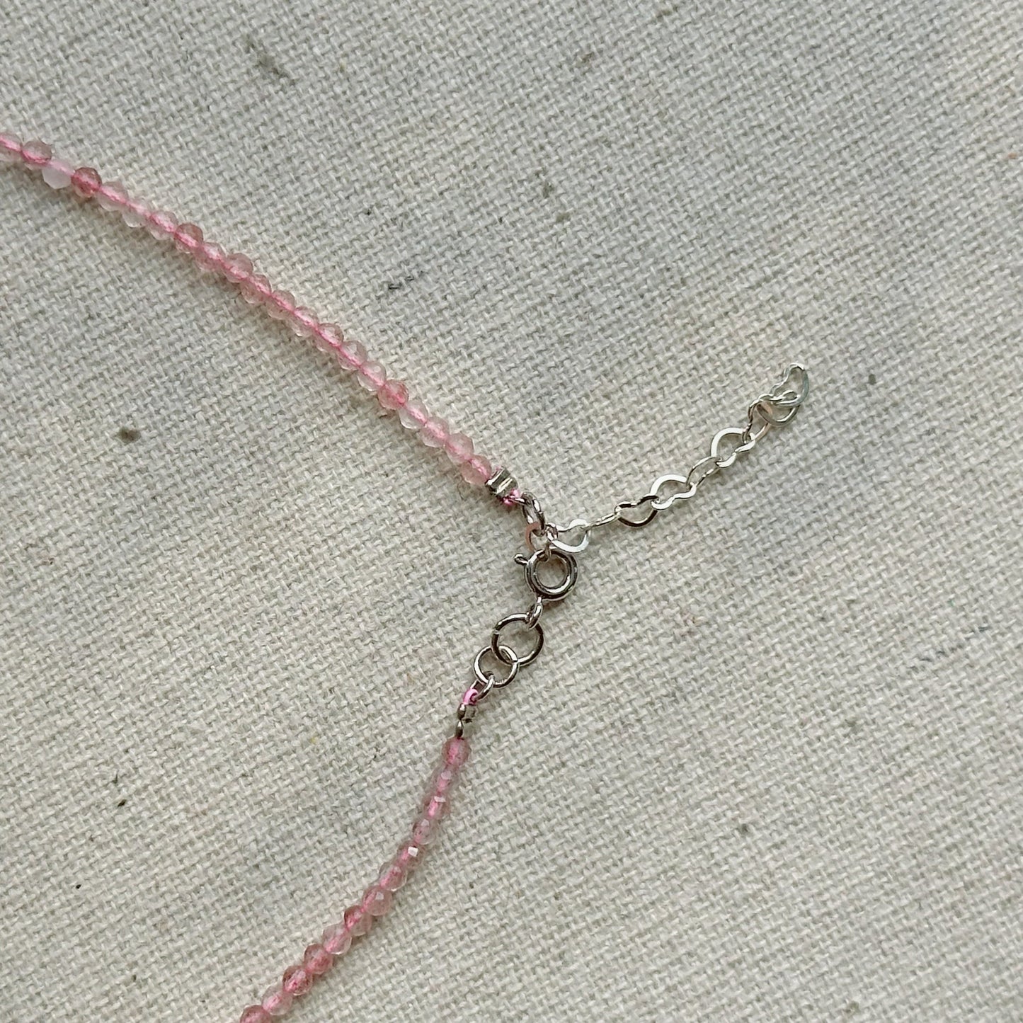 Pink Strawberry Quartz Beaded And Amethyst Heart Necklace