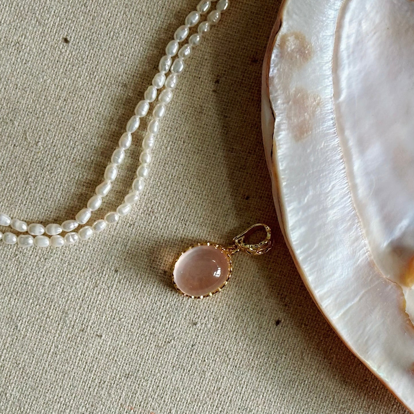 Two-way Rose Quartz And Double Layer Freshwater Pearl Beaded Necklace
