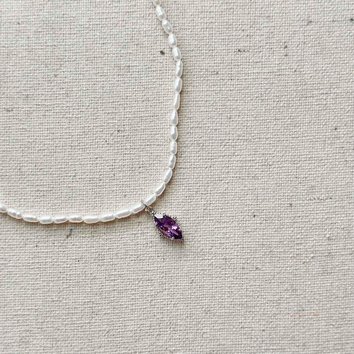 Freshwater Pearl Beaded And Amethyst Necklace