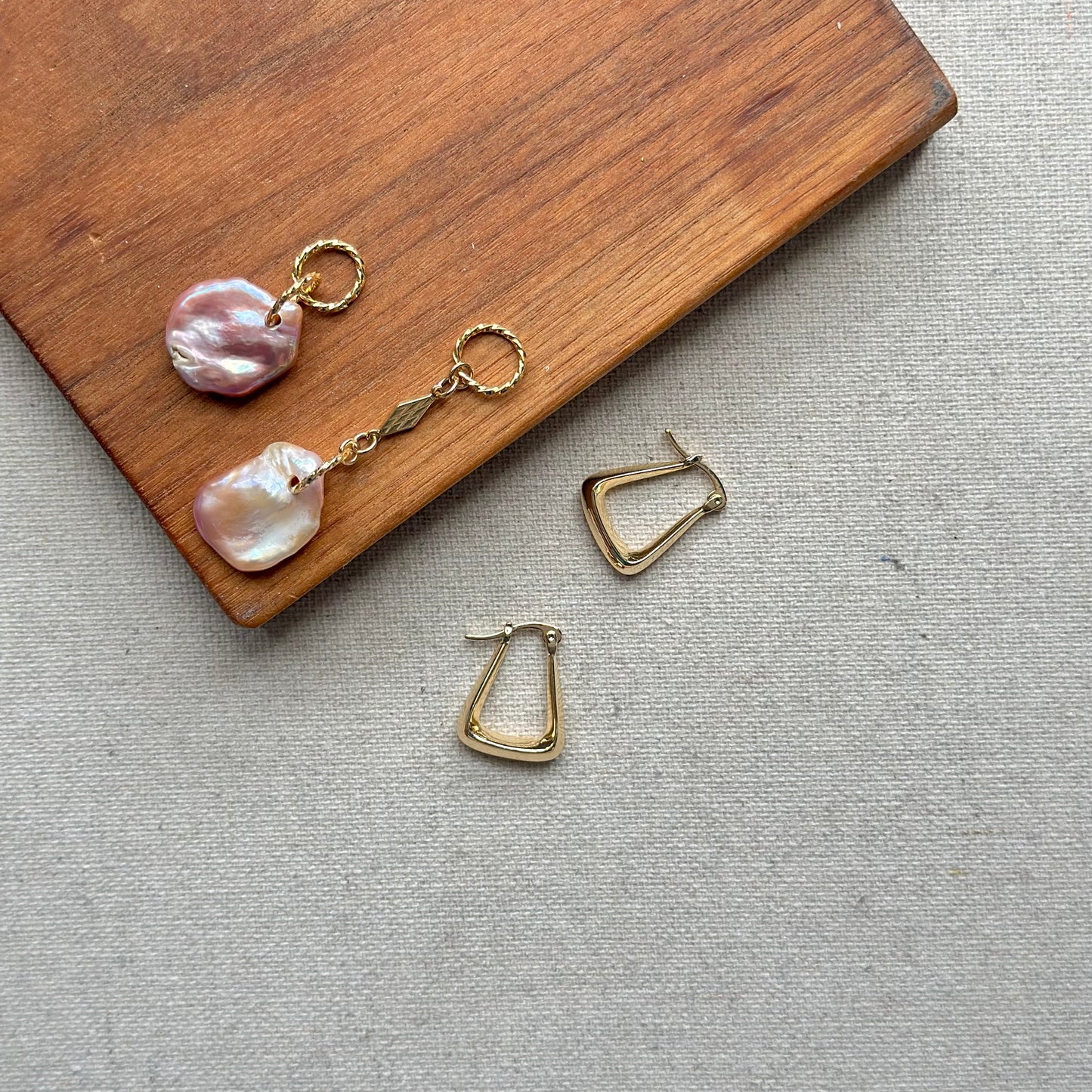 Two-way Freshwater Pearl Gold-plated Ear Hoop