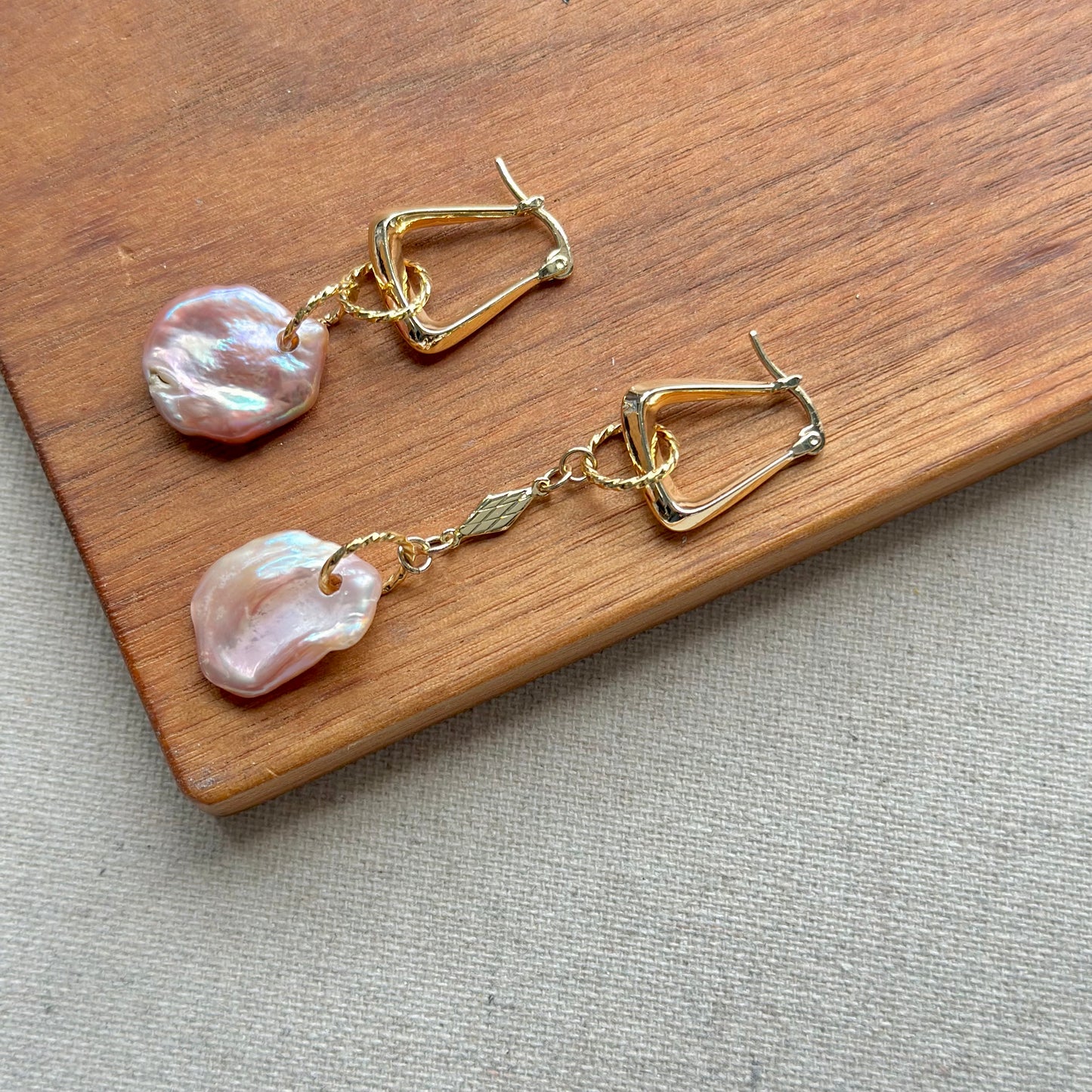 Two-way Freshwater Pearl Gold-plated Ear Hoop