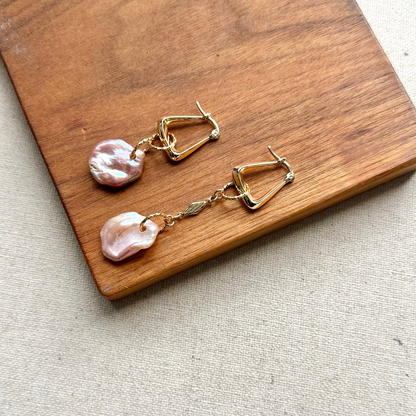 Two-way Freshwater Pearl Gold-plated Ear Hoop
