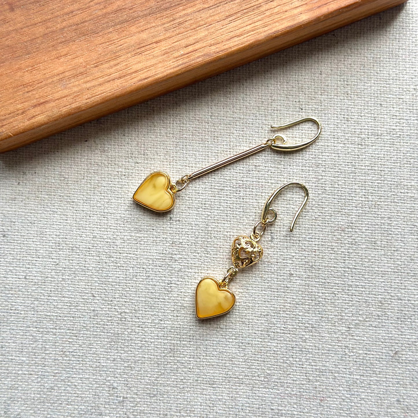 Amber Heart Gold-plated Earring
