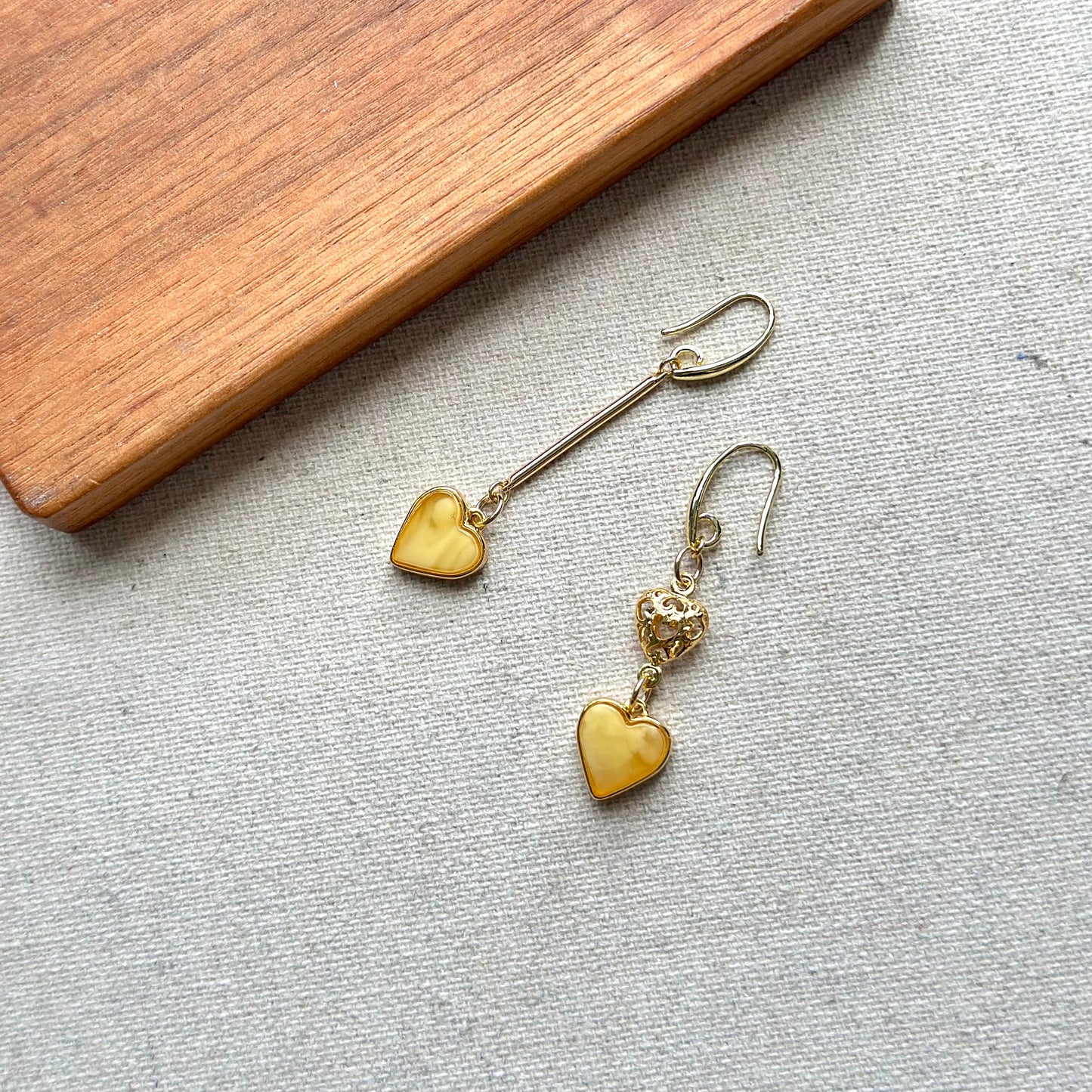 Amber Heart Gold-plated Earring